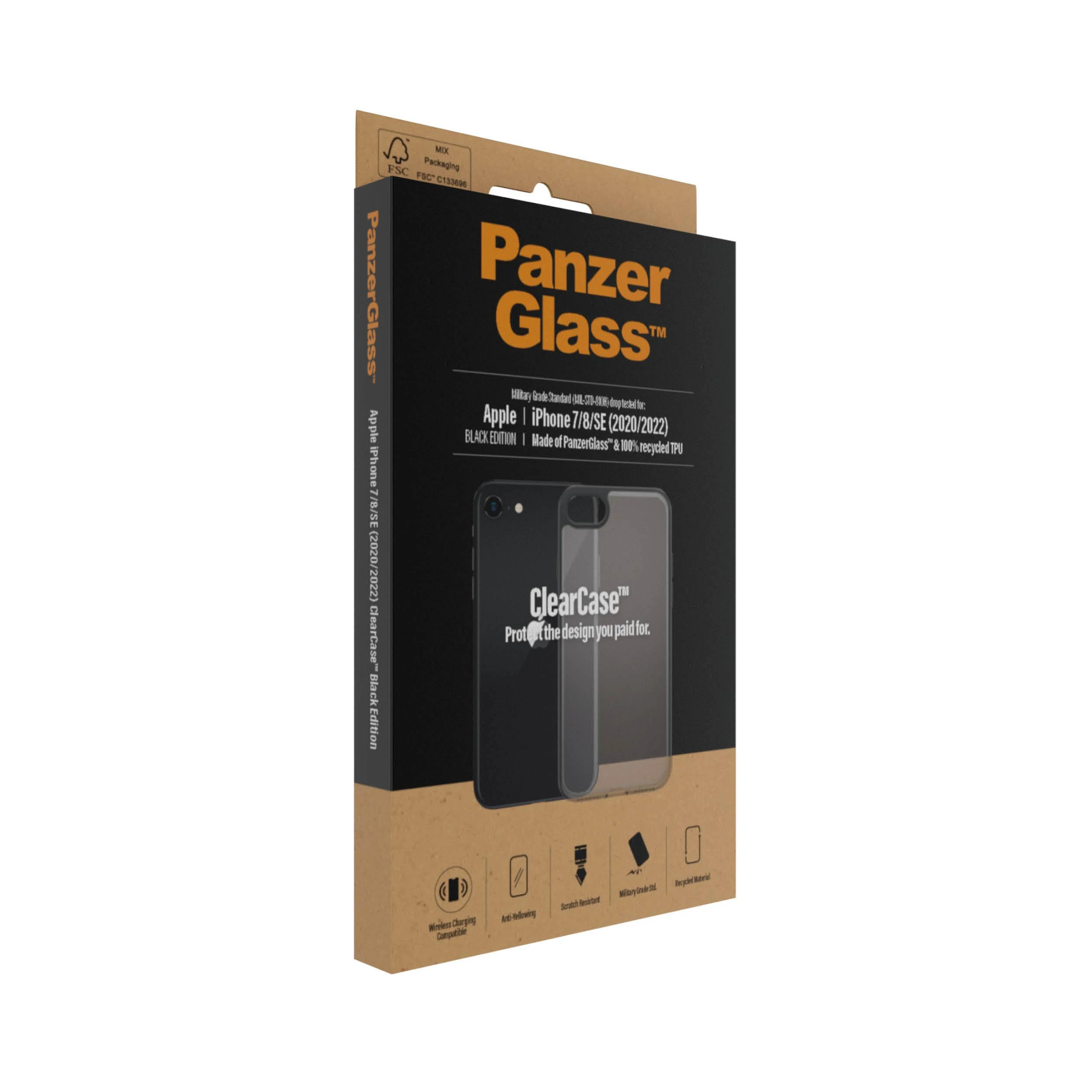 Panzer Glass PanzerGlass | Ekrano apsauga | Iphone | iPhone 7/8/se (2020 m.) | Grūdintas senėjimą stabdantis stiklas | Juodas/Crystal Clear | Skaidri ekrano apsauga