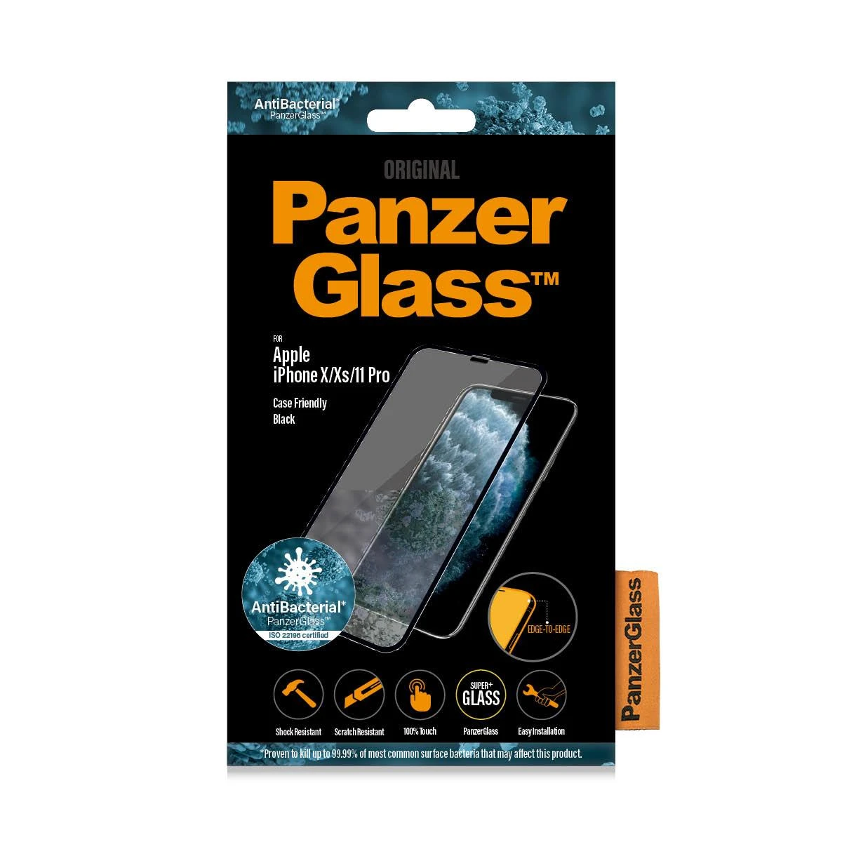 Panzer Glass Ekrano apsauginė plėvelė PREMIUM TEMPERED stiklas 3D pilnas dangtelis skirtas iPhone 11 Pro Casefriendly (Juodas)