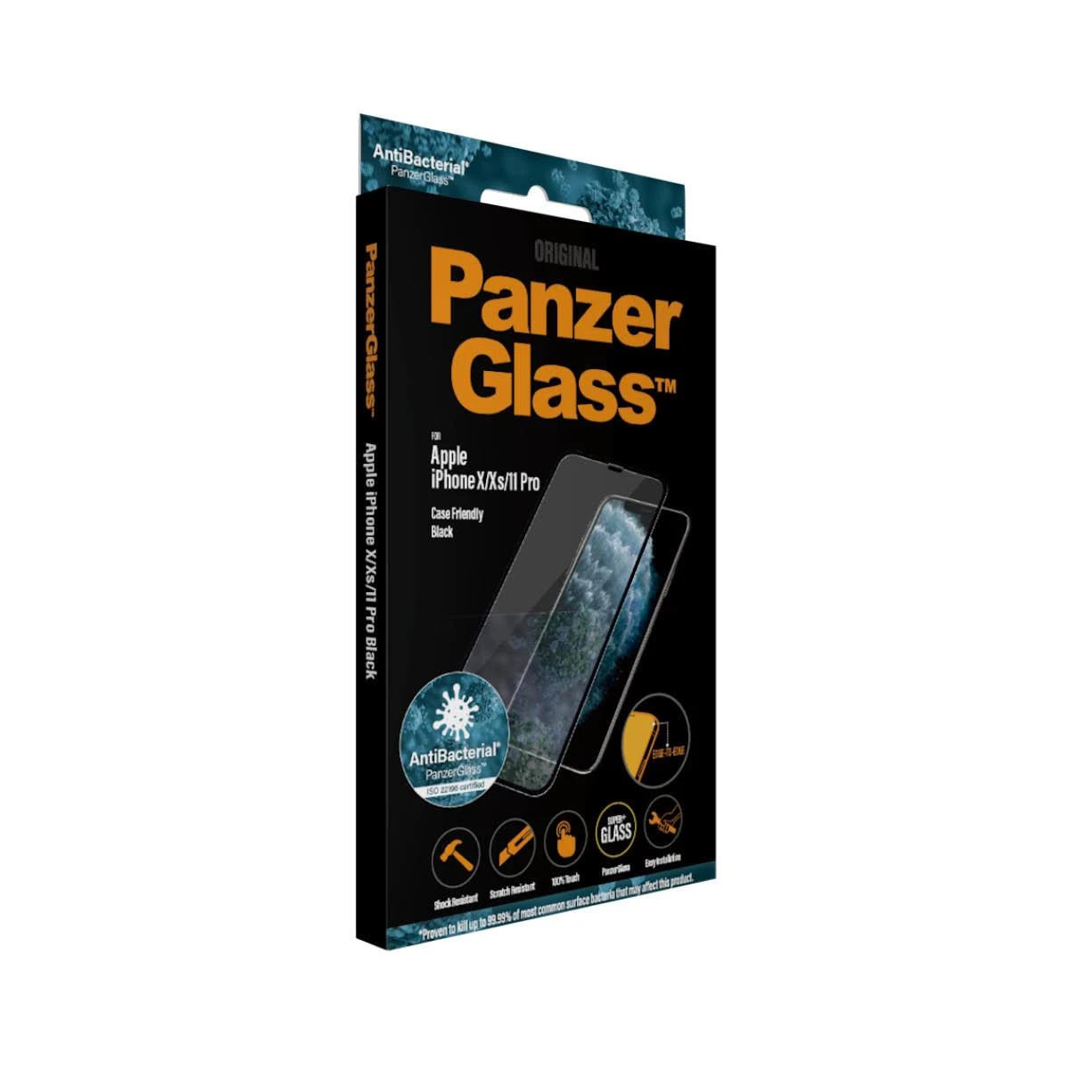 Panzer Glass Ekrano apsauginė plėvelė PREMIUM TEMPERED stiklas 3D pilnas dangtelis skirtas iPhone 11 Pro Casefriendly (Juodas)