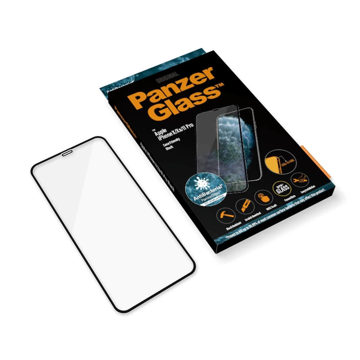 Panzer Glass Ekrano apsauginė plėvelė PREMIUM TEMPERED stiklas 3D pilnas dangtelis skirtas iPhone 11 Pro Casefriendly (Juodas)