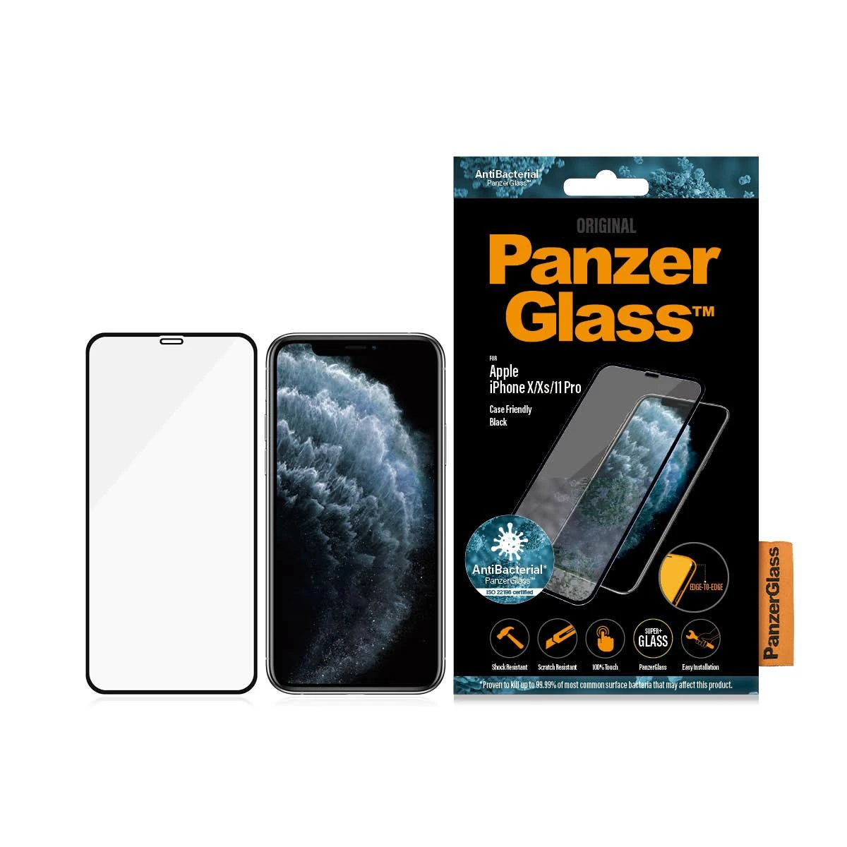 Panzer Glass Ekrano apsauginė plėvelė PREMIUM TEMPERED stiklas 3D pilnas dangtelis skirtas iPhone 11 Pro Casefriendly (Juodas)