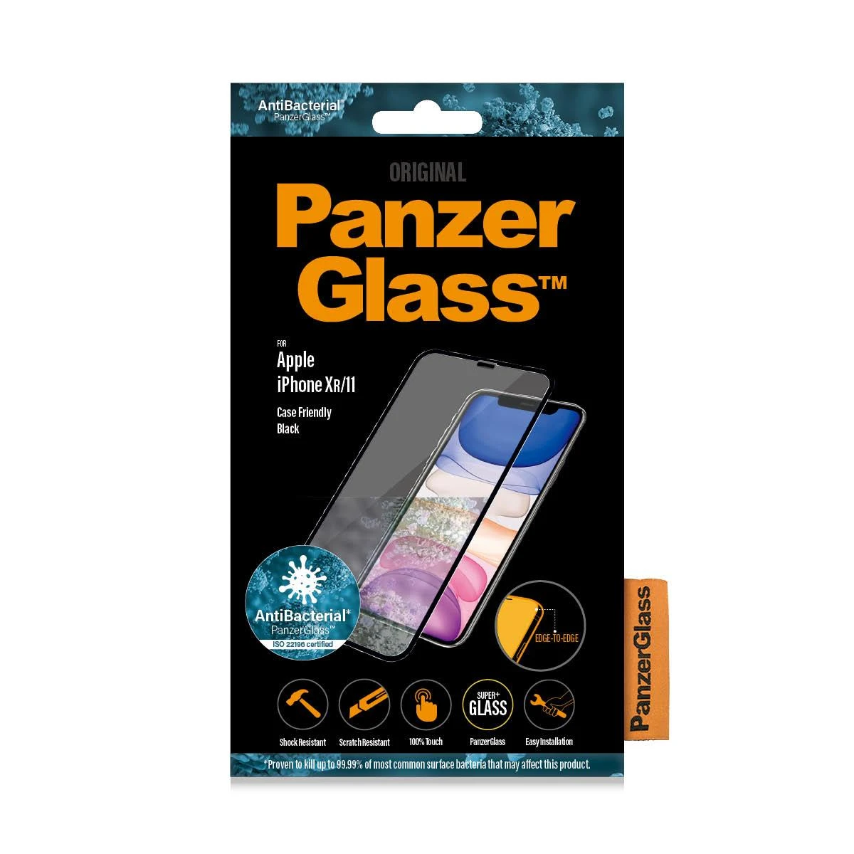 Panzer Glass Ekrano apsauga PREMIUM TEMPERED stiklas 3D ekrano apsauga pilnas dangtelis iPhone 11 Casefriendly (Juodas)