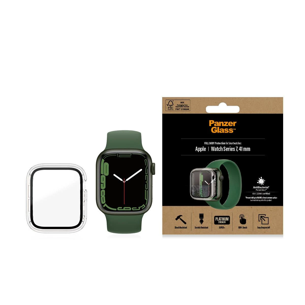 Panzer Glass PanzerGlass Viso korpuso Apple Watch 7 41mm ekrano apsauga, Skaidrus
