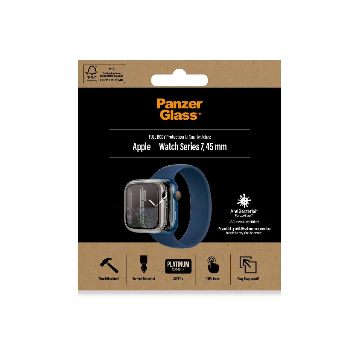Panzer Glass PanzerGlass Viso korpuso Apple Watch 7 45mm ekrano apsauga, Skaidrus