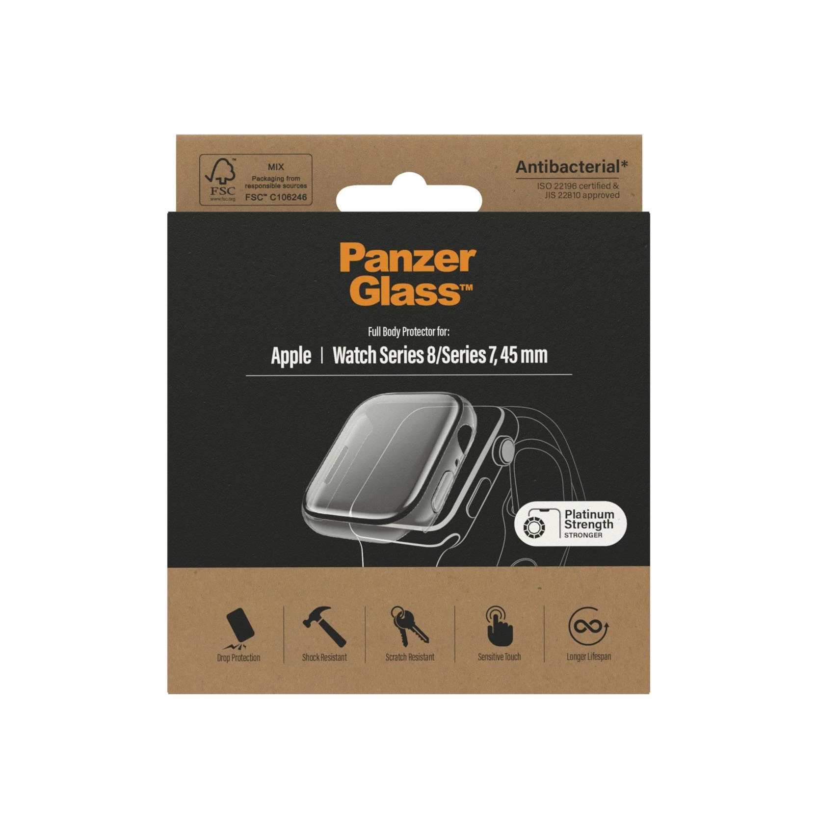 Panzer Glass PanzerGlass Viso korpuso Apple Watch 7 45mm ekrano apsauga, Skaidrus