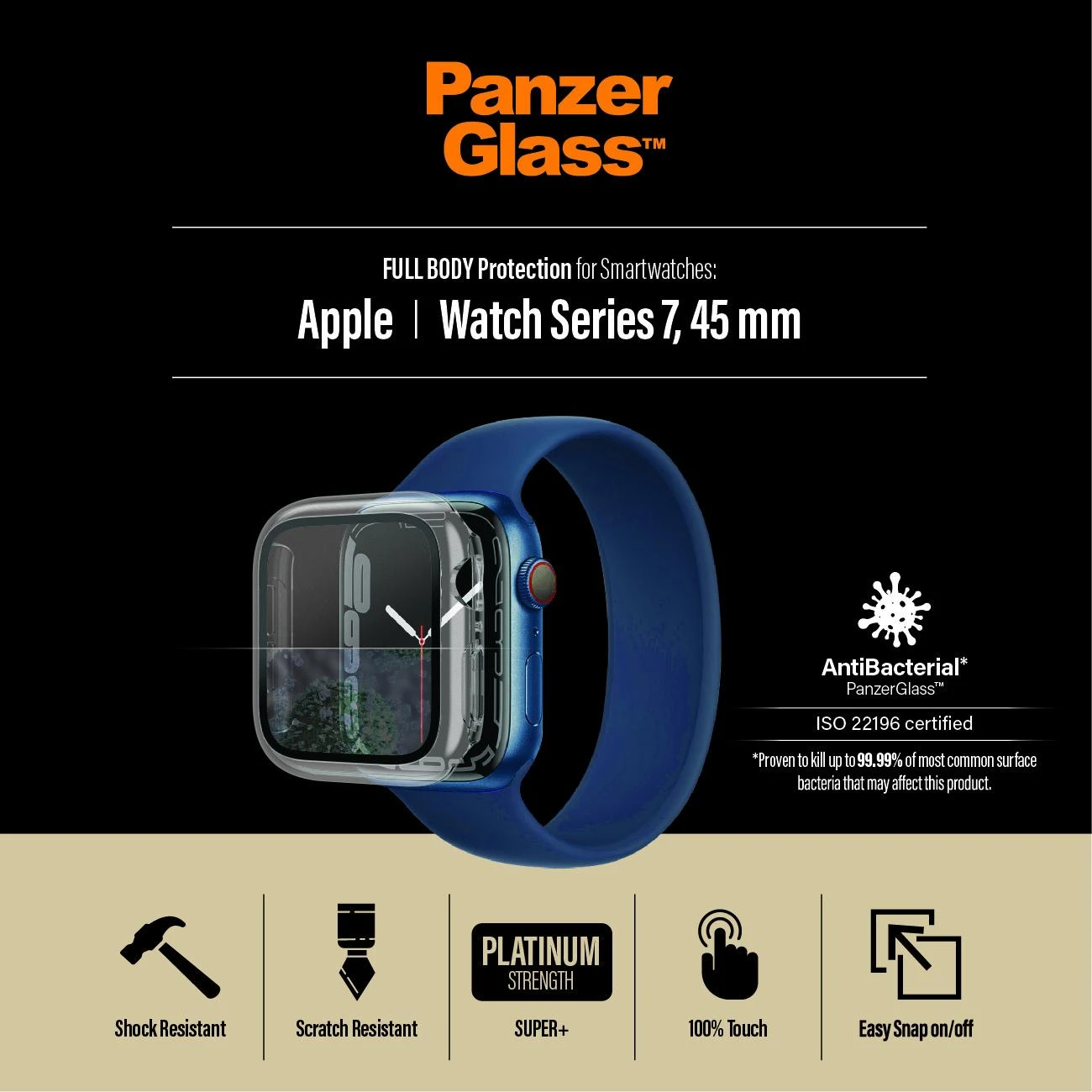 Panzer Glass PanzerGlass Viso korpuso Apple Watch 7 45mm ekrano apsauga, Skaidrus