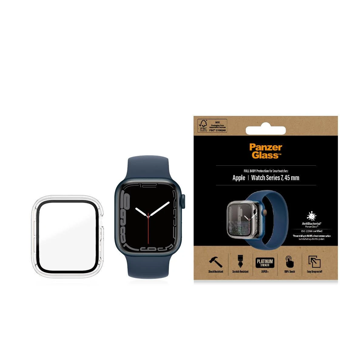 Panzer Glass PanzerGlass Viso korpuso Apple Watch 7 45mm ekrano apsauga, Skaidrus