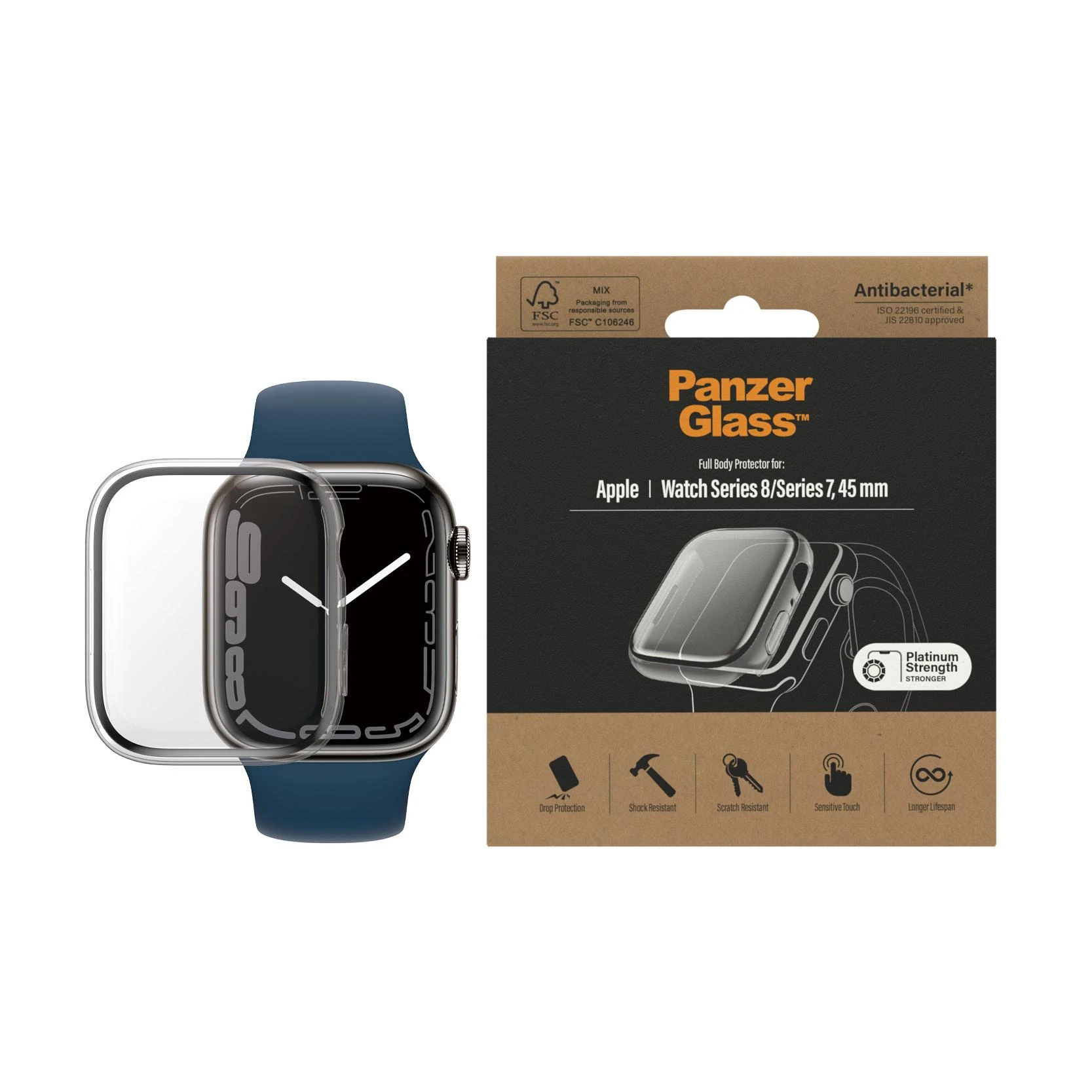 Panzer Glass PanzerGlass Viso korpuso Apple Watch 7 45mm ekrano apsauga, Skaidrus