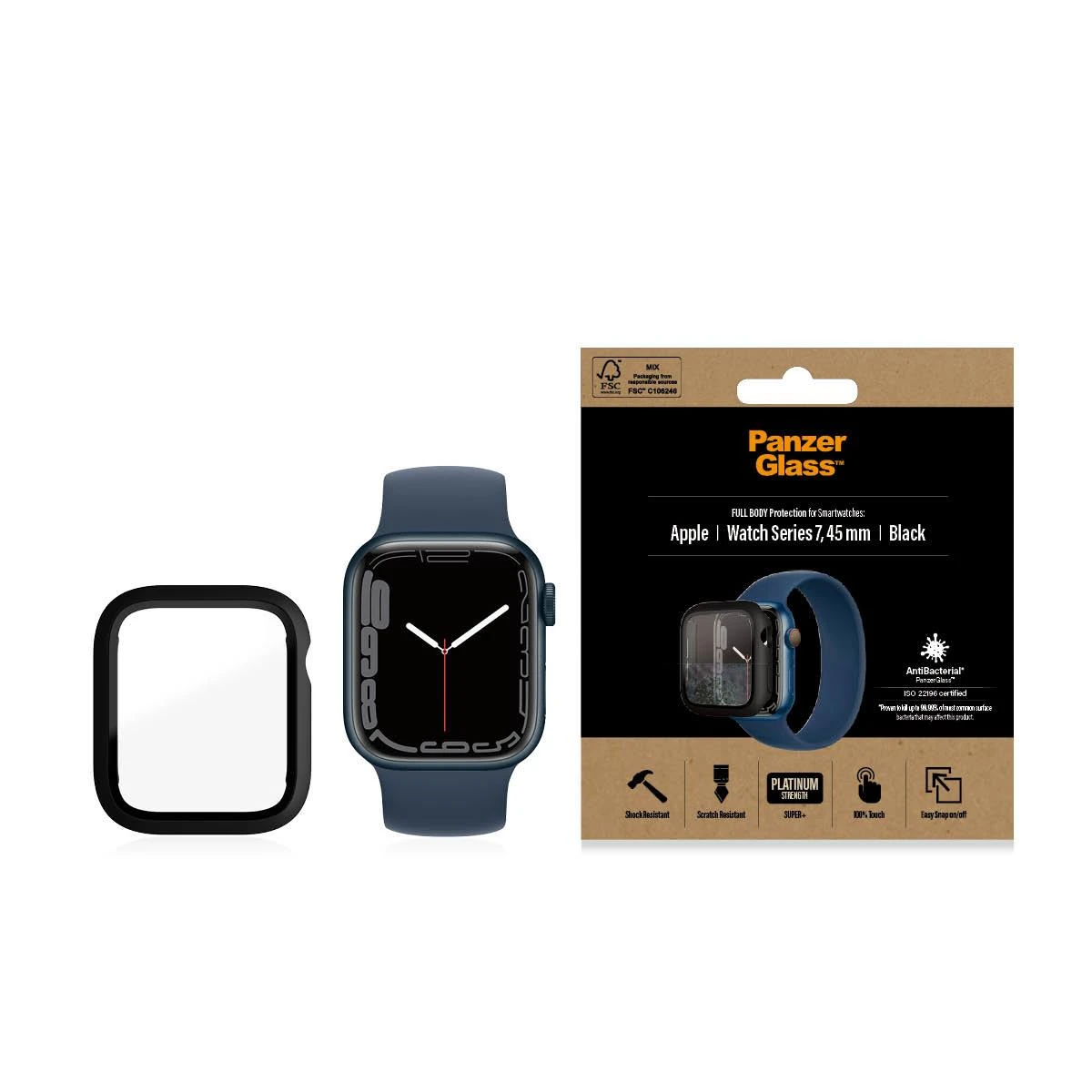 Išmaniojo laikrodžio Apple Watch 7 apsauginis ekrano rėmelis, Juodos spalvos, 45mm