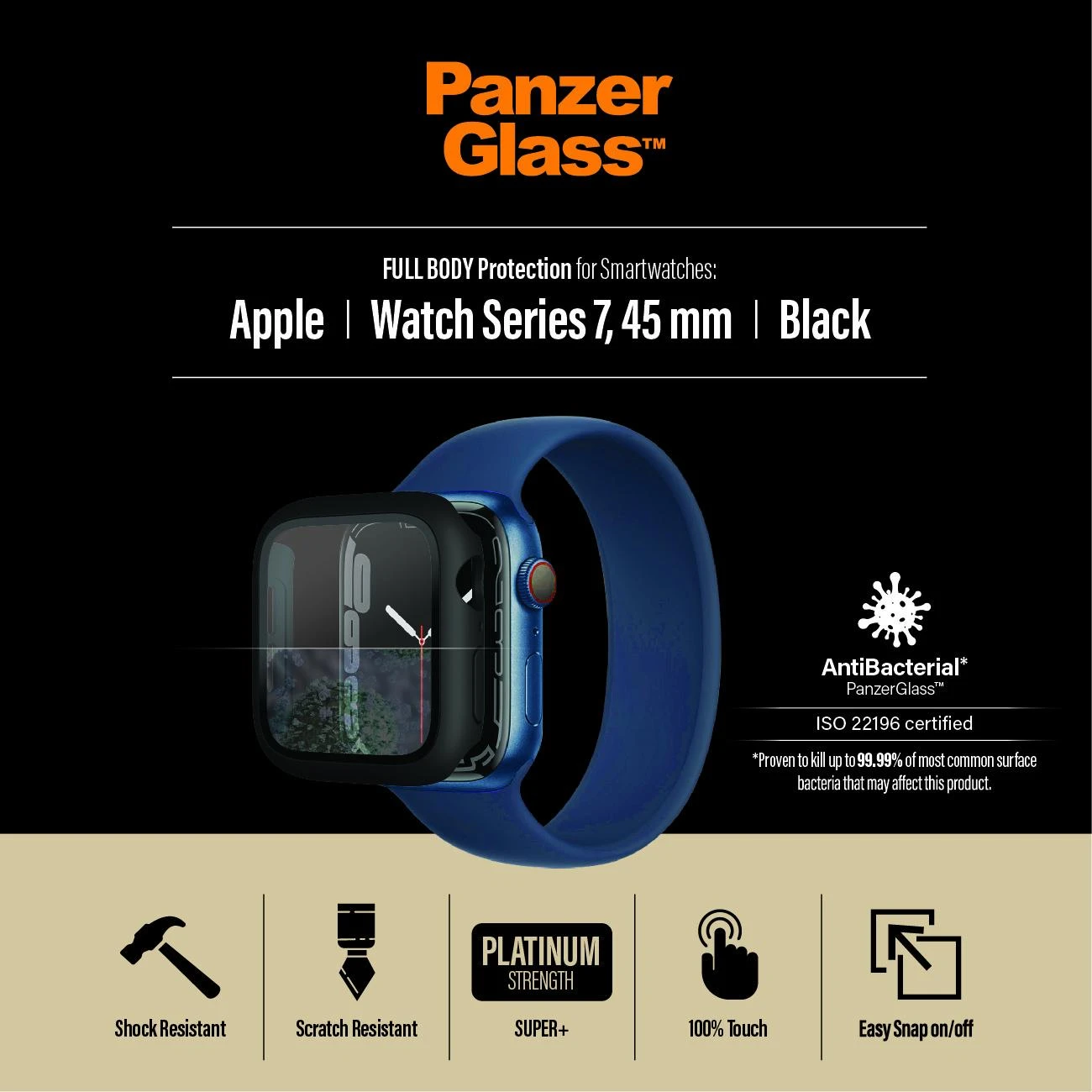 Išmaniojo laikrodžio Apple Watch 7 apsauginis ekrano rėmelis, Juodos spalvos, 45mm
