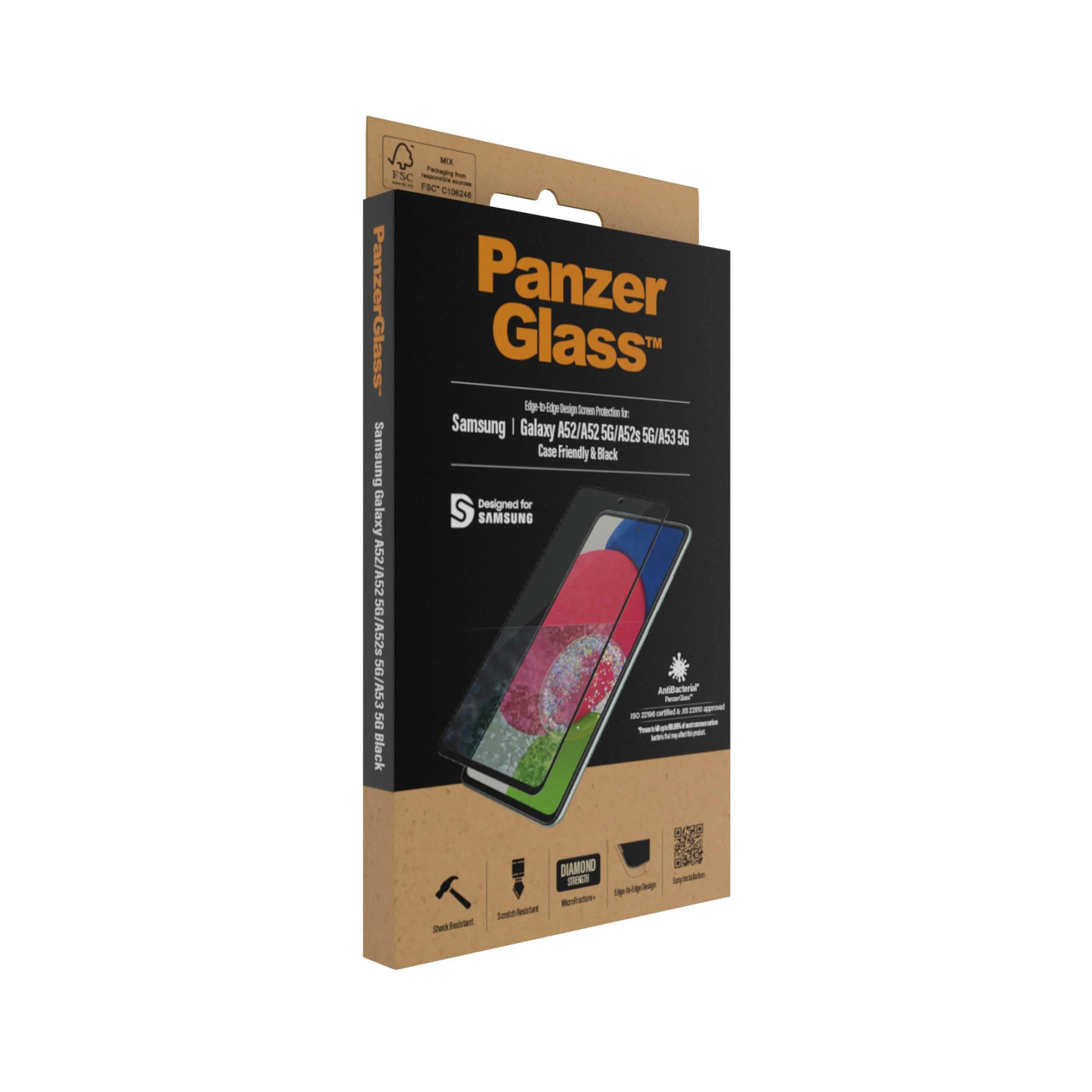 Panzer Glass PanzerGlass | Samsung | Galaxy A52 | Juodas/Skaidrus | Ekrano apsauga nuo pirštų atspaudų