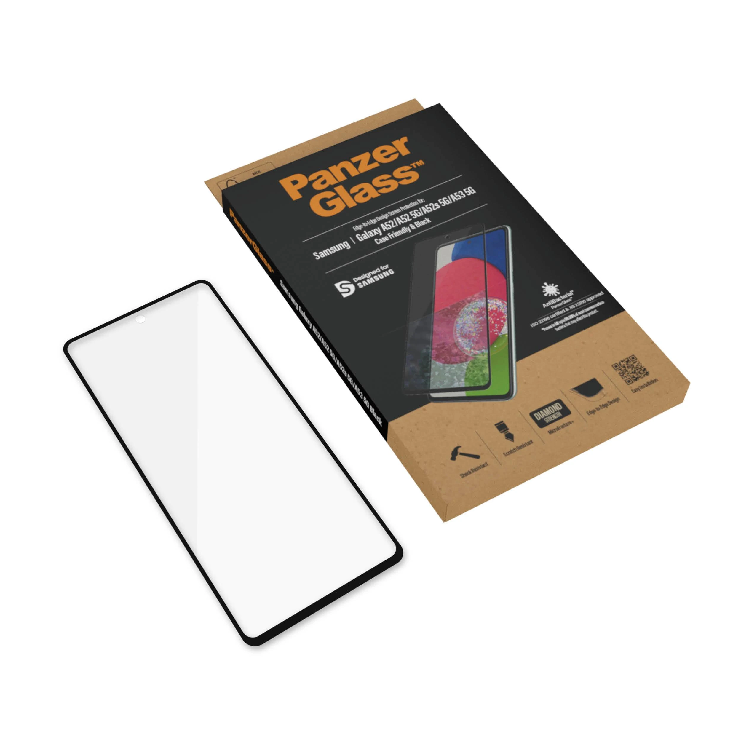 Panzer Glass PanzerGlass | Samsung | Galaxy A52 | Juodas/Skaidrus | Ekrano apsauga nuo pirštų atspaudų