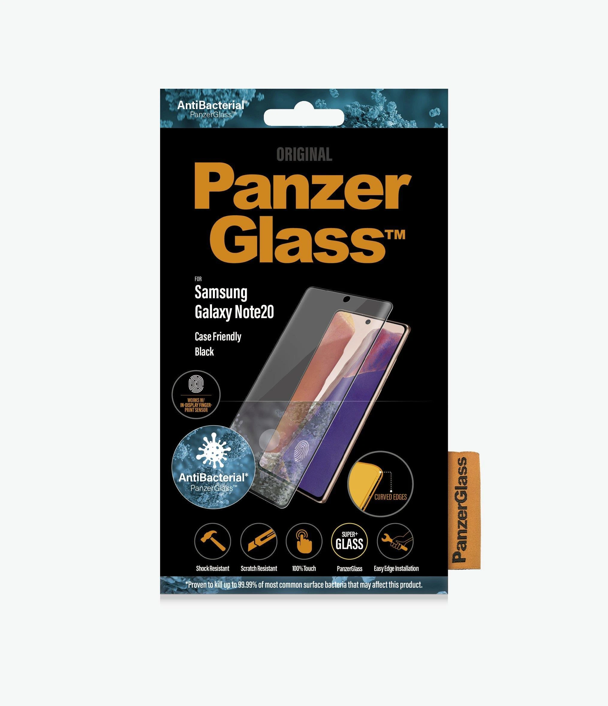 Panzer Glass PanzerGlass Case Friendly, Samsung, Galaxy Note20, Antimikrobinis stiklas, Juodas