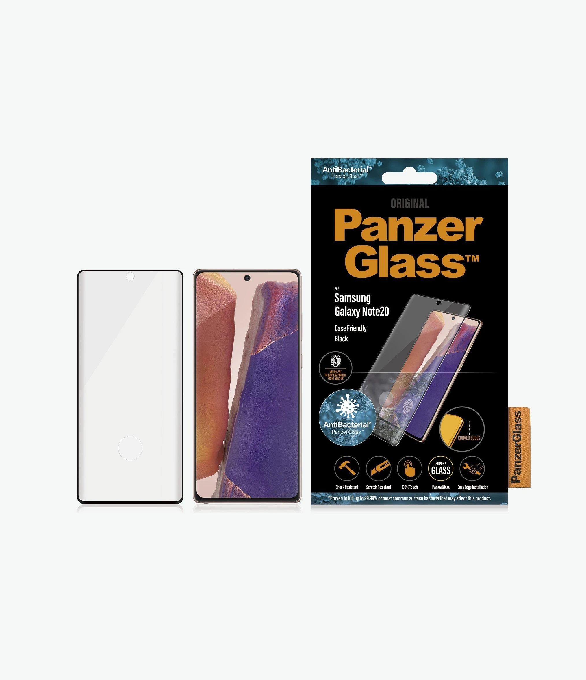 Panzer Glass PanzerGlass Case Friendly, Samsung, Galaxy Note20, Antimikrobinis stiklas, Juodas