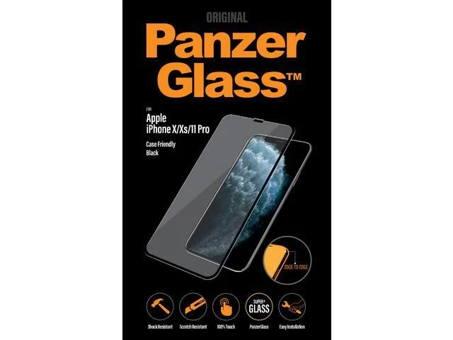 Panzer Glass Ekrano apsauginė plėvelė PREMIUM TEMPERED stiklas 3D pilnas dangtelis skirtas iPhone 11 Pro Casefriendly (Juodas)