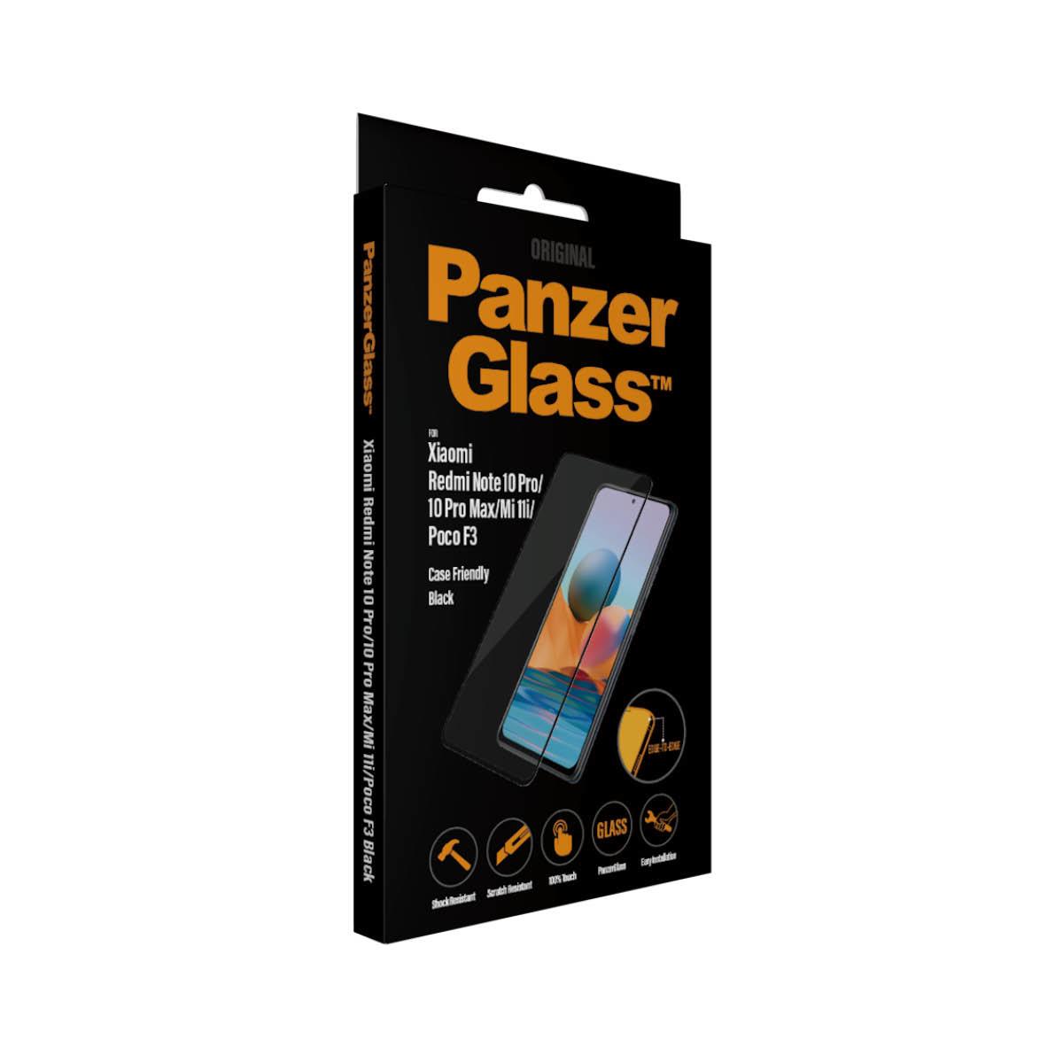 Panzer Glass PanzerGlass | Screen protector | Xiaomi | Redmi Note 10 Pro/10 Pro Max/Mi 11i/ Xiaomi Poco F3 | Glass | Juodas | Full frame coverage; 100% touch preservation; Rounded edges | Case friendly