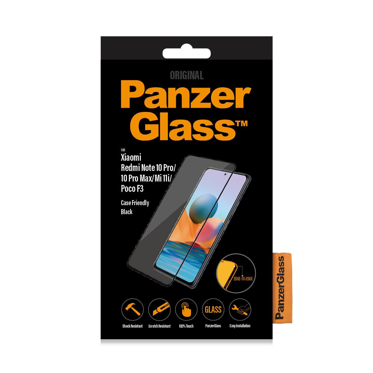 Panzer Glass PanzerGlass | Screen protector | Xiaomi | Redmi Note 10 Pro/10 Pro Max/Mi 11i/ Xiaomi Poco F3 | Glass | Juodas | Full frame coverage; 100% touch preservation; Rounded edges | Case friendly