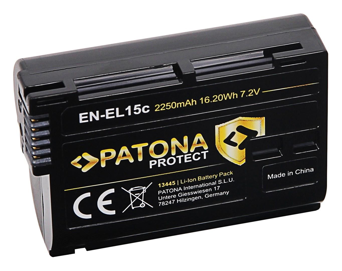 Patona Protect EN-EL15C 2250mAh / 16,2Wh baterija, skirta Nikon D500, D610, D750, D800, D800E, D810, D810A, D850, D7000, D7100, D7200, Z5, Z6, Z7