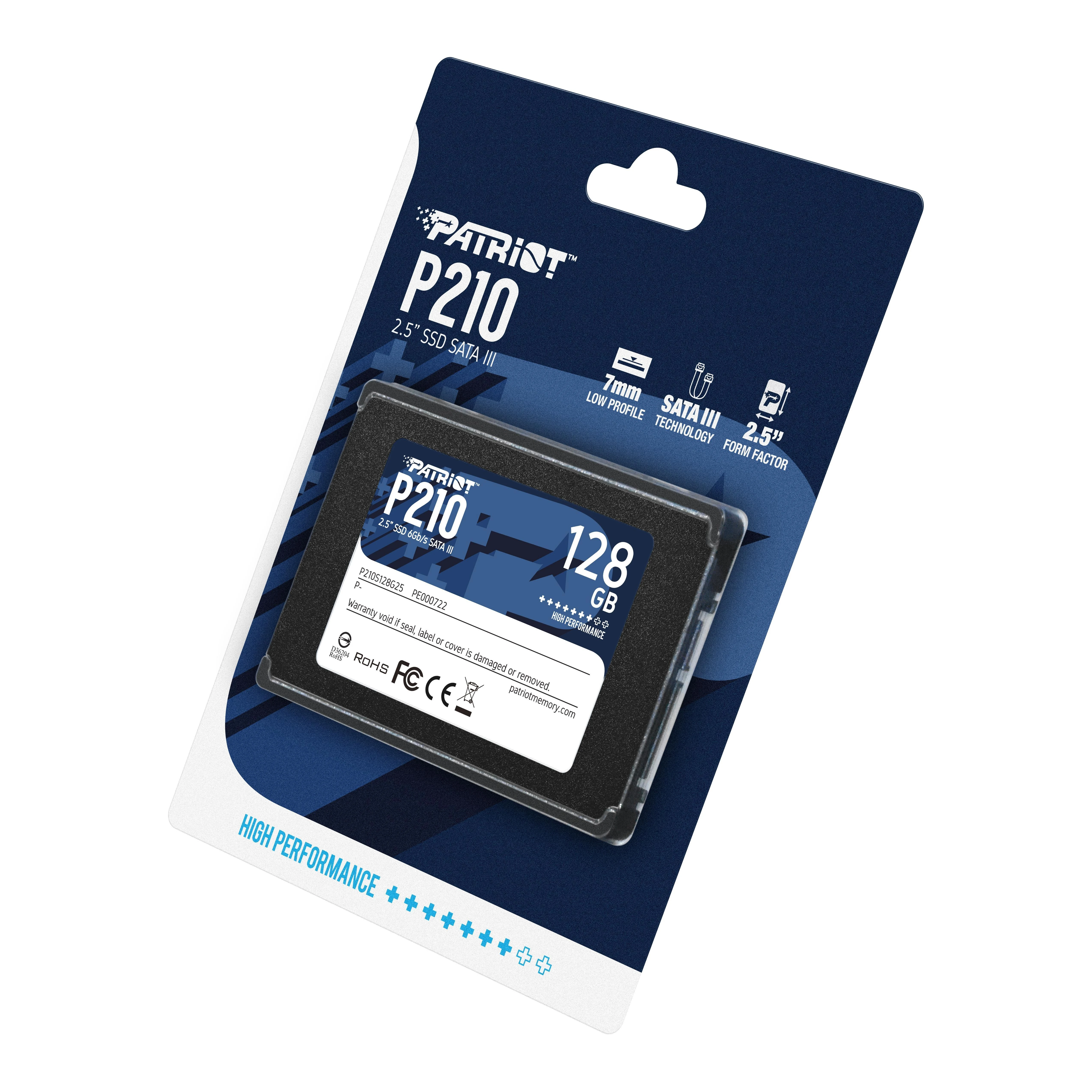 Kietasis vidinis diskas Patriot P210 SSD SATA III 2.5", 128 GB