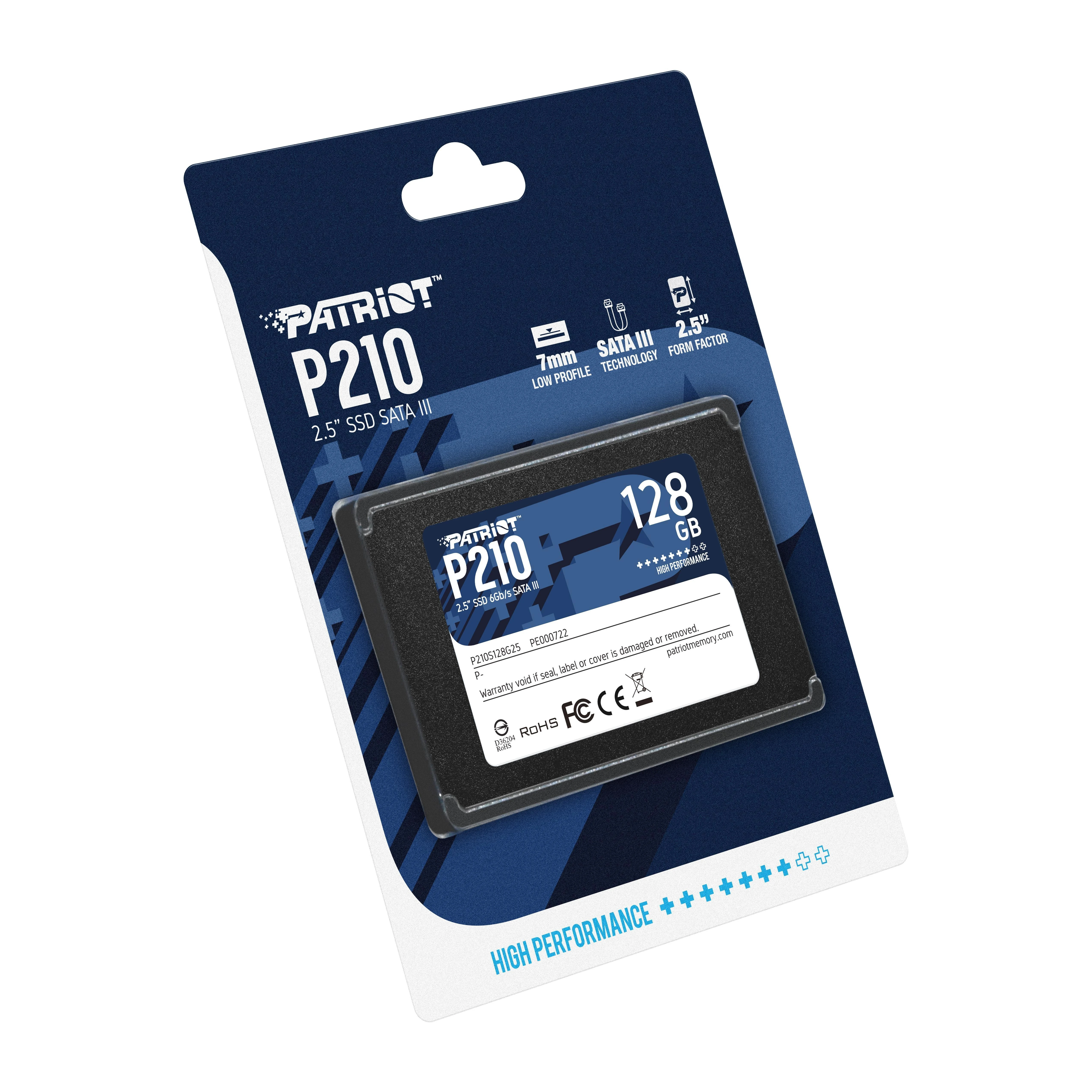 Kietasis vidinis diskas Patriot P210 SSD SATA III 2.5", 128 GB