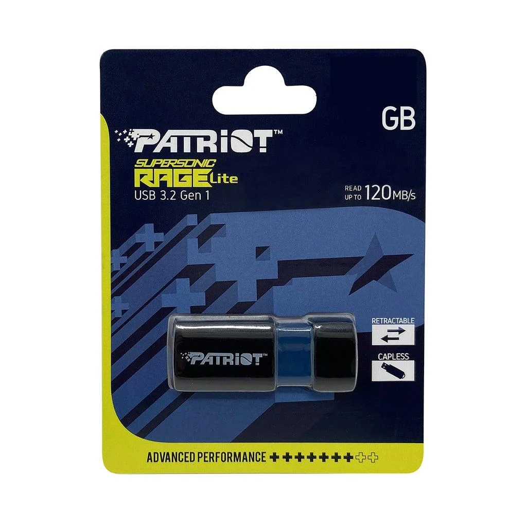 USB Atmintinė - Patriot Supersonic Rage Lite 64GB USB 3.2 Gen 1 Juoda