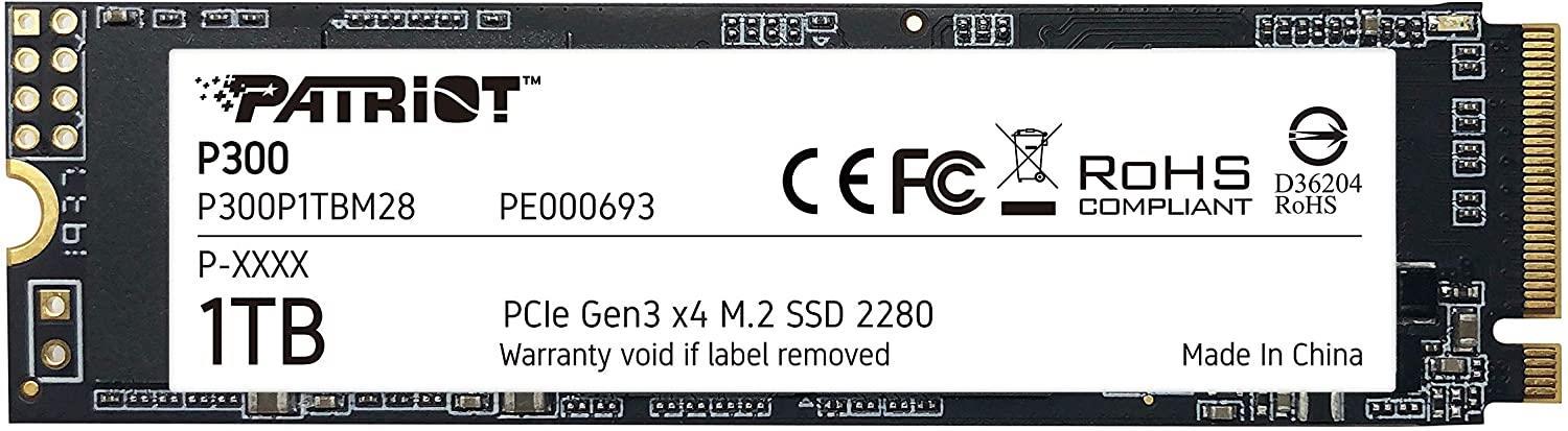 Kietasis vidinis diskas Patriot P300 M.2 PCIe Gen 3 x4 1TB SSD aprašymas - Prekės nuotrauka