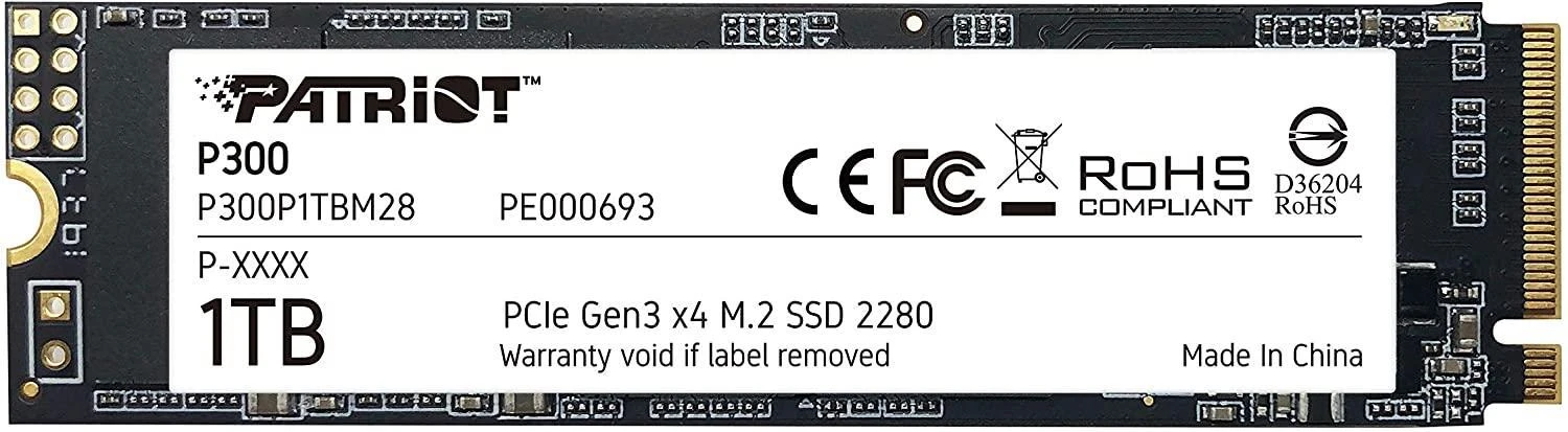 Kietasis vidinis diskas Patriot P300 M.2 PCIe Gen 3 x4 1TB SSD aprašymas - Prekės nuotrauka