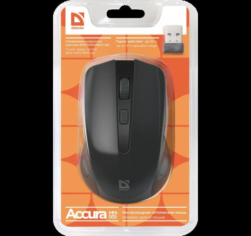 Defender Optinė pelė - Accura MM-935 RF 1600DPI Juoda