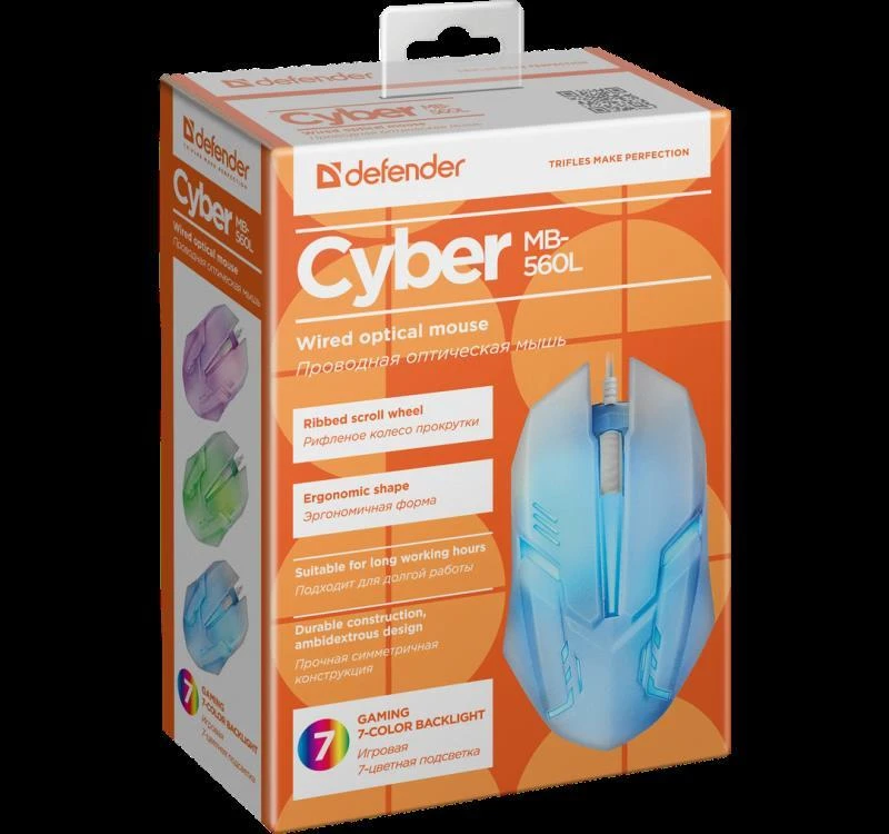 Pelė DEFENDER CYBER MB-560L Baltas 7-COLORS BACKLIGHT
