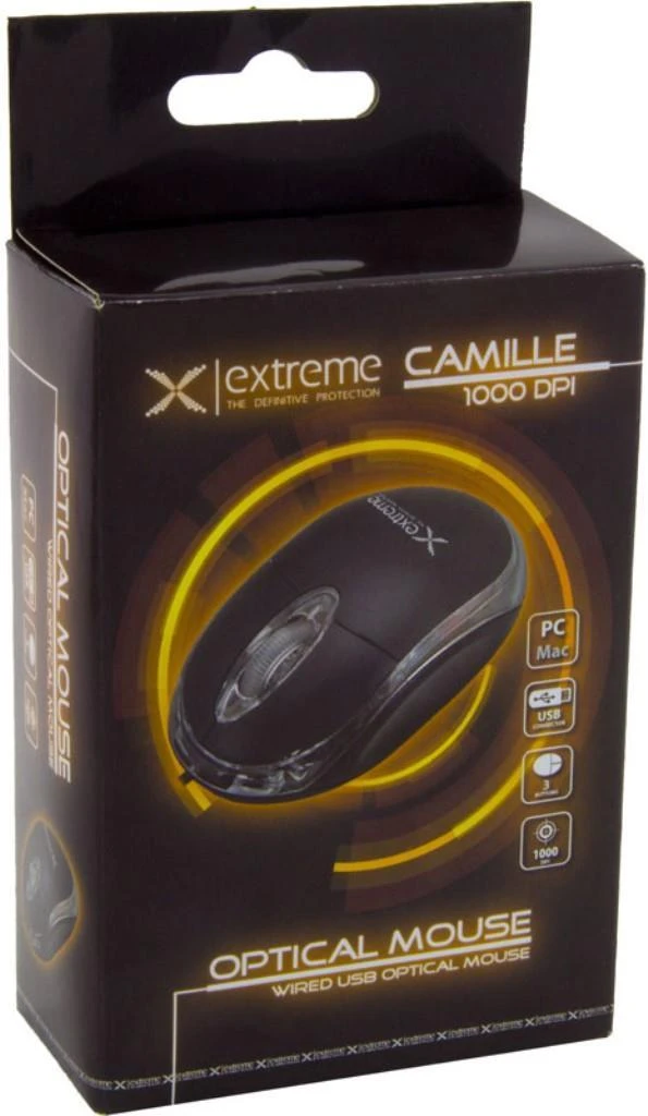 Extreme Kompiuterio Pelė - TITANUM XM102K Optinė 1000 DPI USB Type-A Abipusė Juoda, Chromo