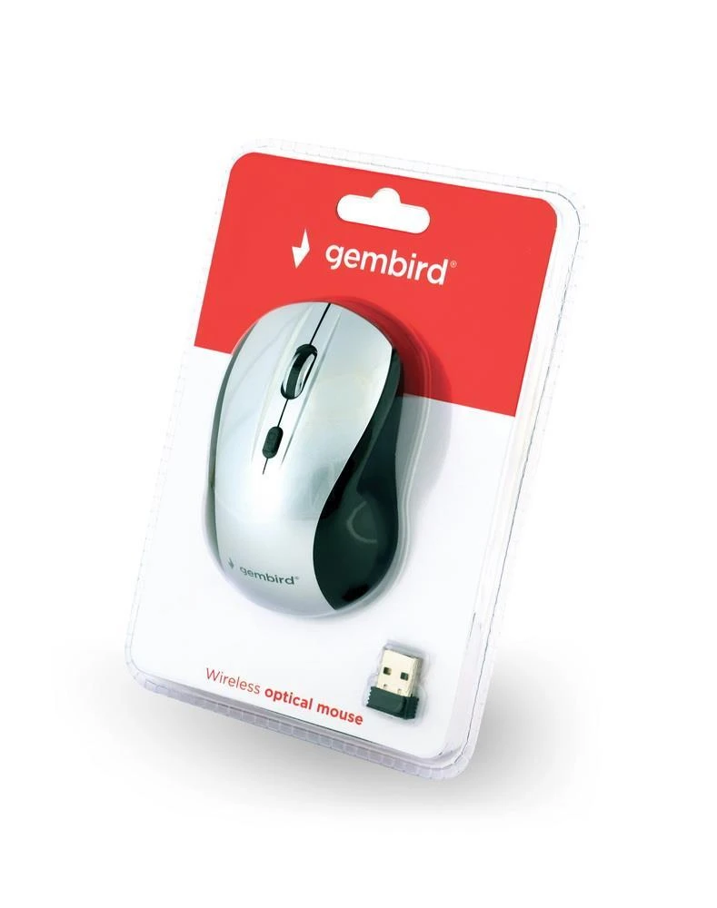 GEMBIRD MUSW-4B-02-BS Gembird Optinė belaidė pelė MUSW-4B-02-BS, 1600 DPI, nano USB, juodas-sidabrinis