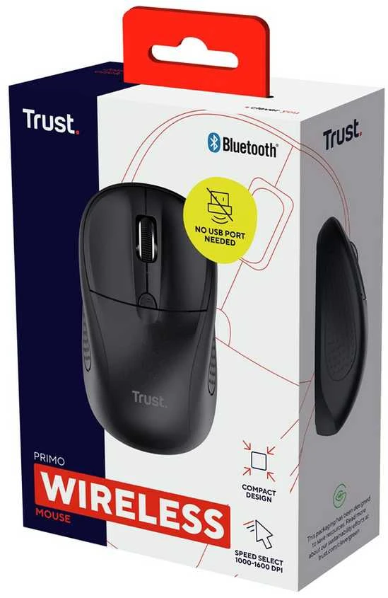 TRUST Kompaktiška belaidė Primo Bluetooth® pelė, Juoda (24966)