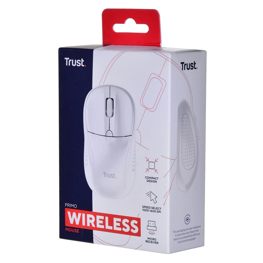 Pelė Myszka Trust Primo belaidė balta