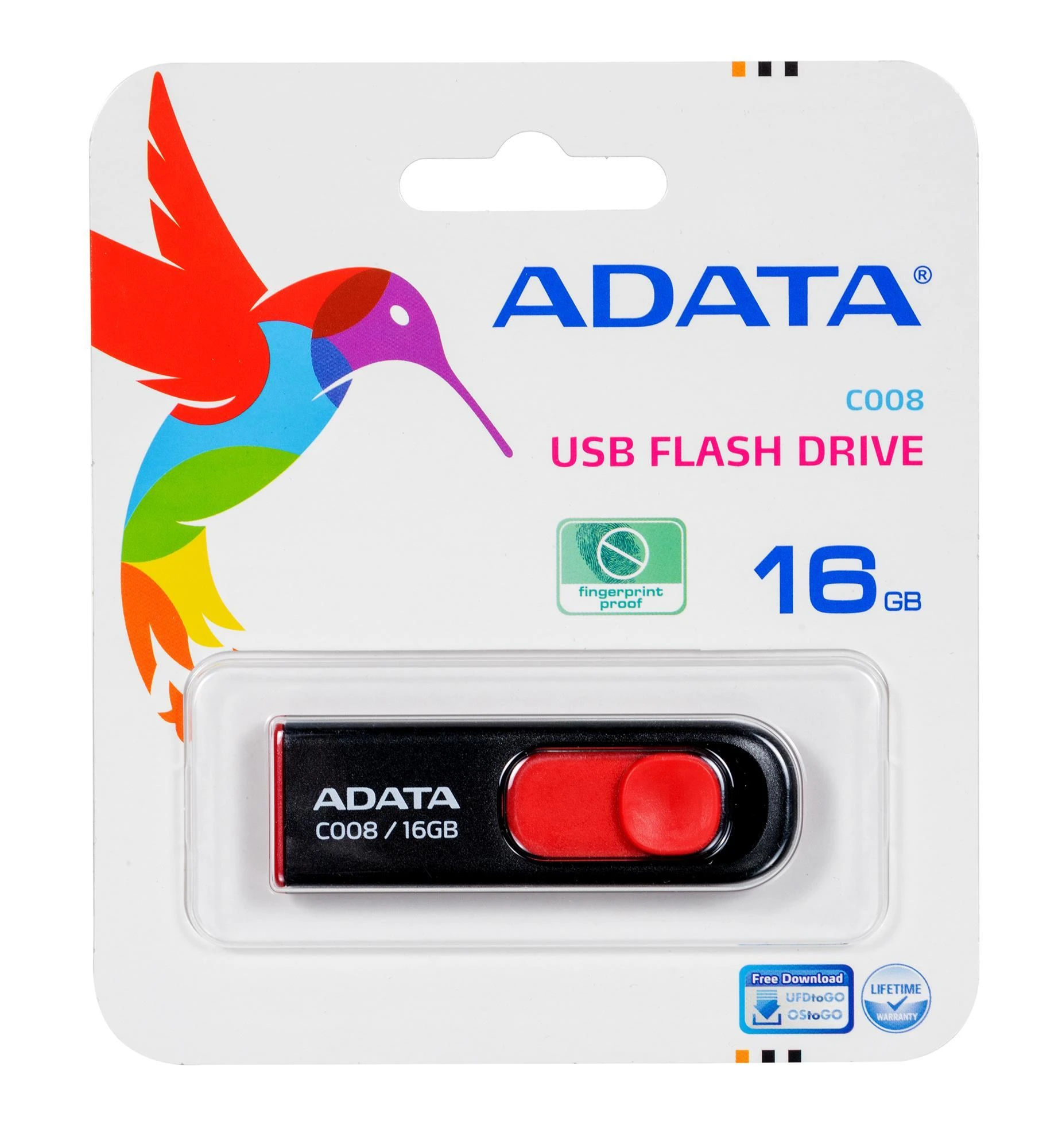 Ištraukiamas atmintukas Adata C008 16GB Juodas/Raudonas