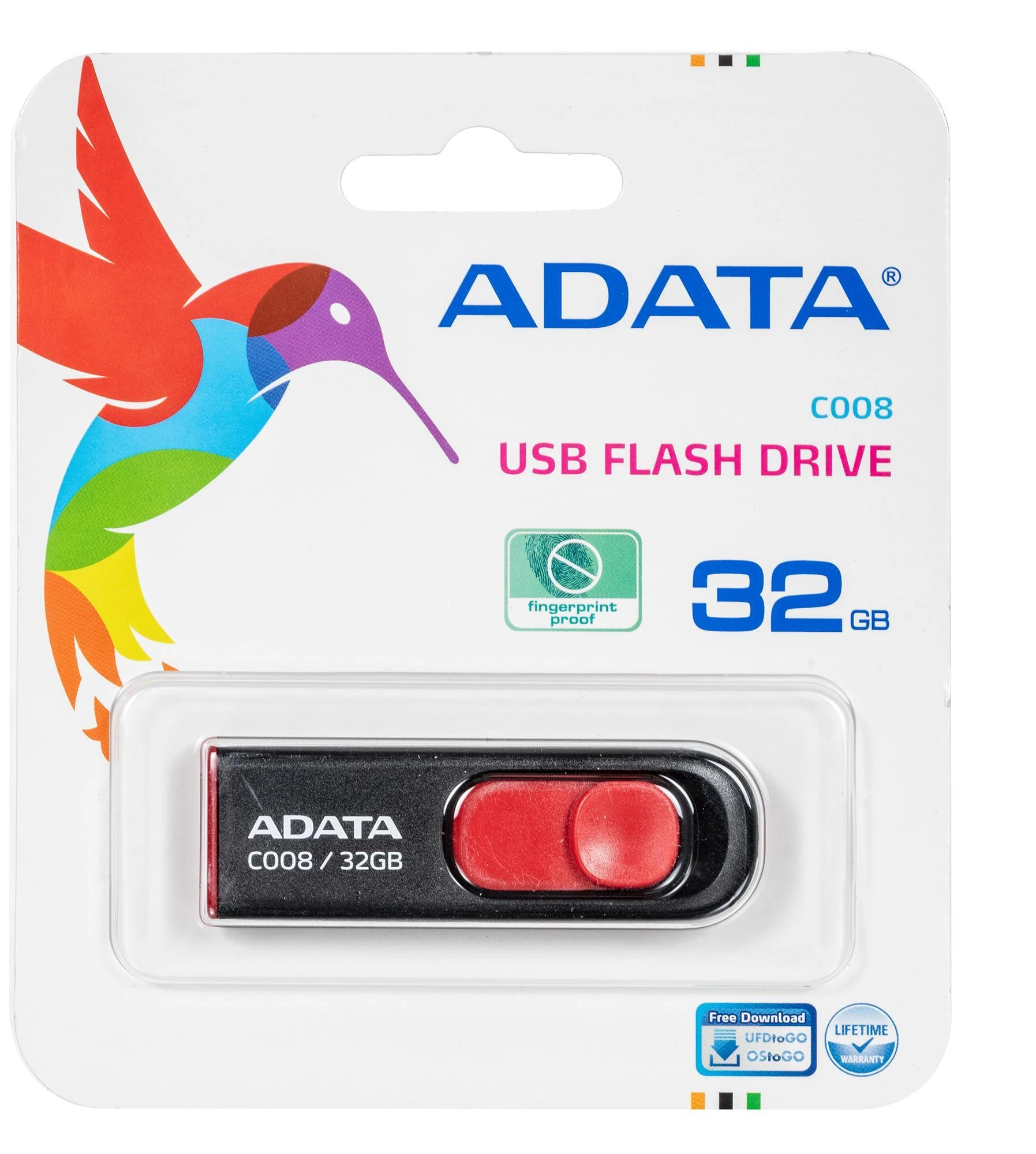 Ištraukiamas atmintukas Adata C008 32GB Juodas/raudonas