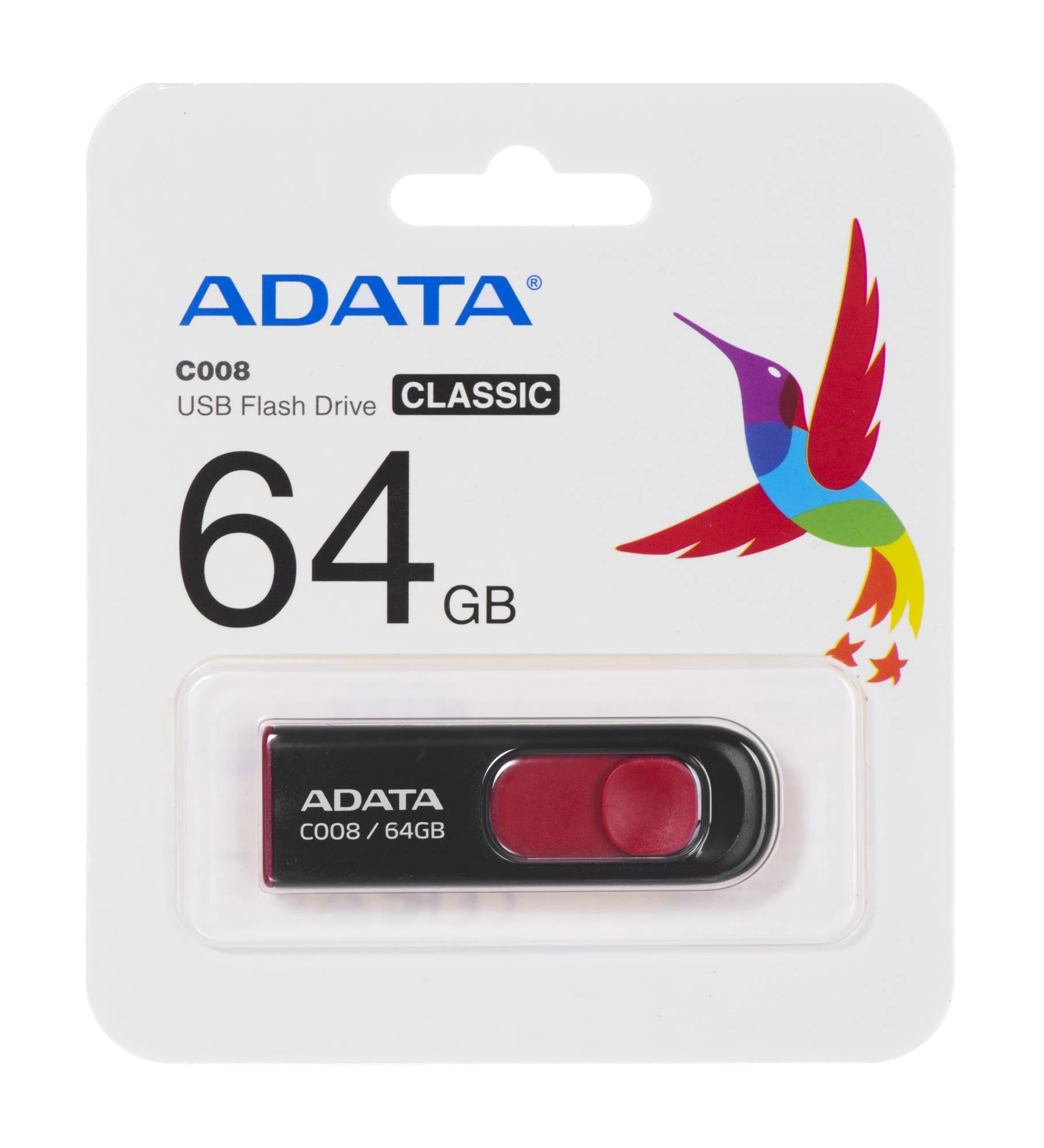 Ištraukiamas atmintukas Adata C008 64GB Juodas/Raudonas