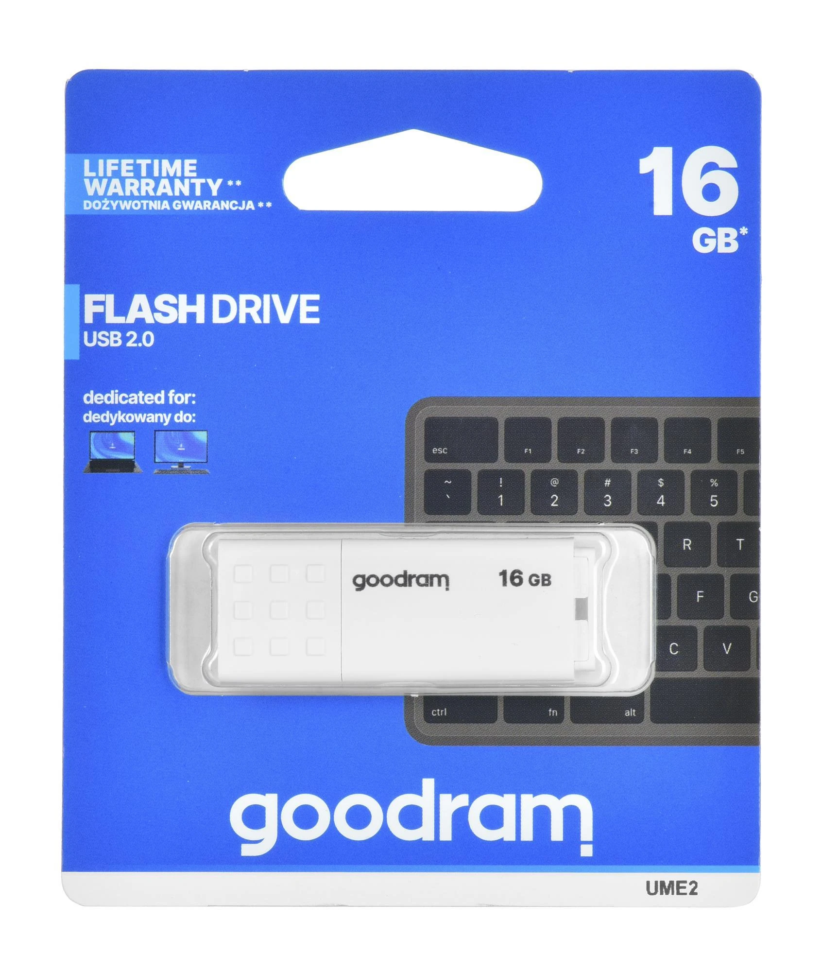 GOODRAM UME2-0160W0R11 GOODRAM atmintis USB UME2 16GB USB 2.0 Baltas