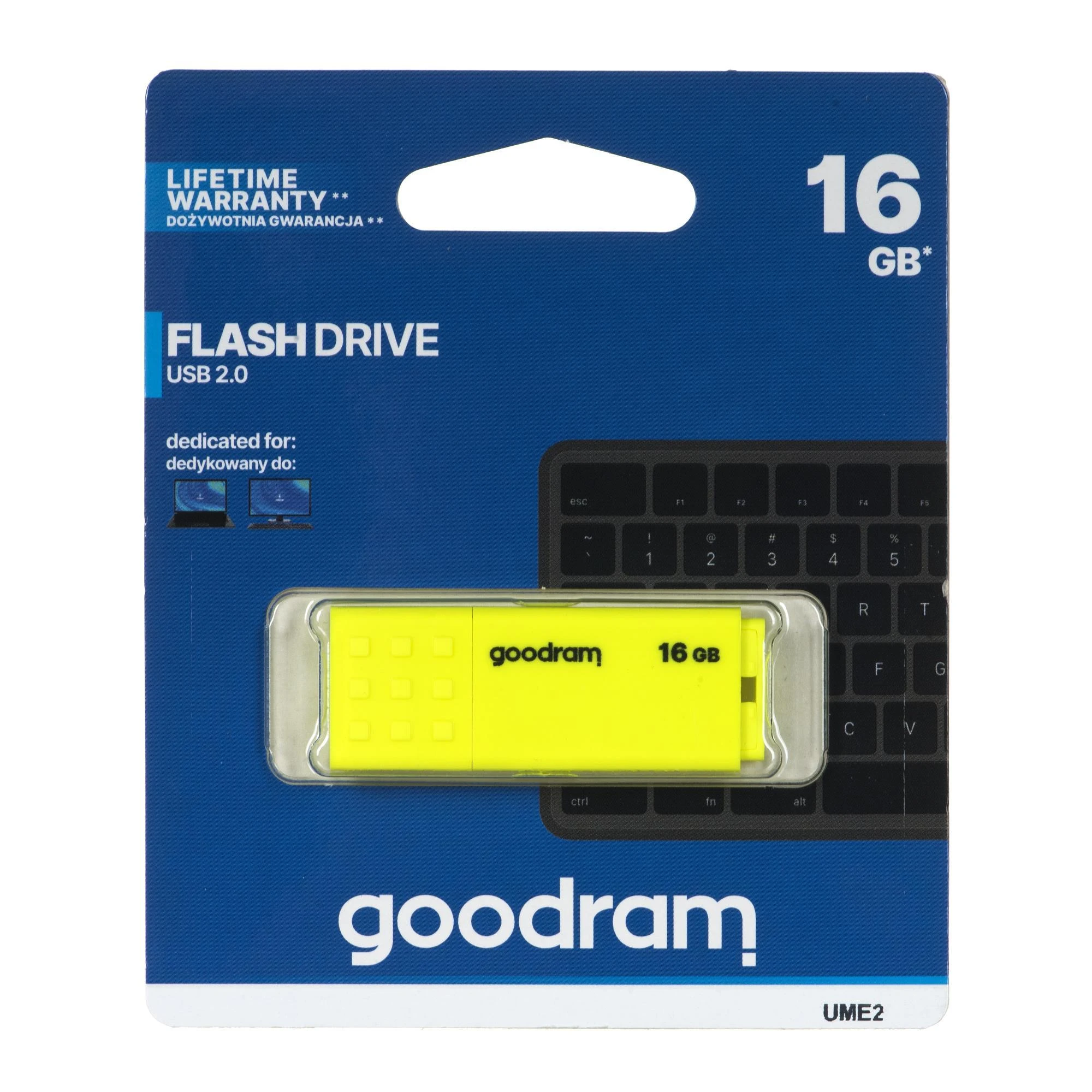 GOODRAM UME2-0160Y0R11 GOODRAM atmintis USB UME2 16GB USB 2.0 Geltona