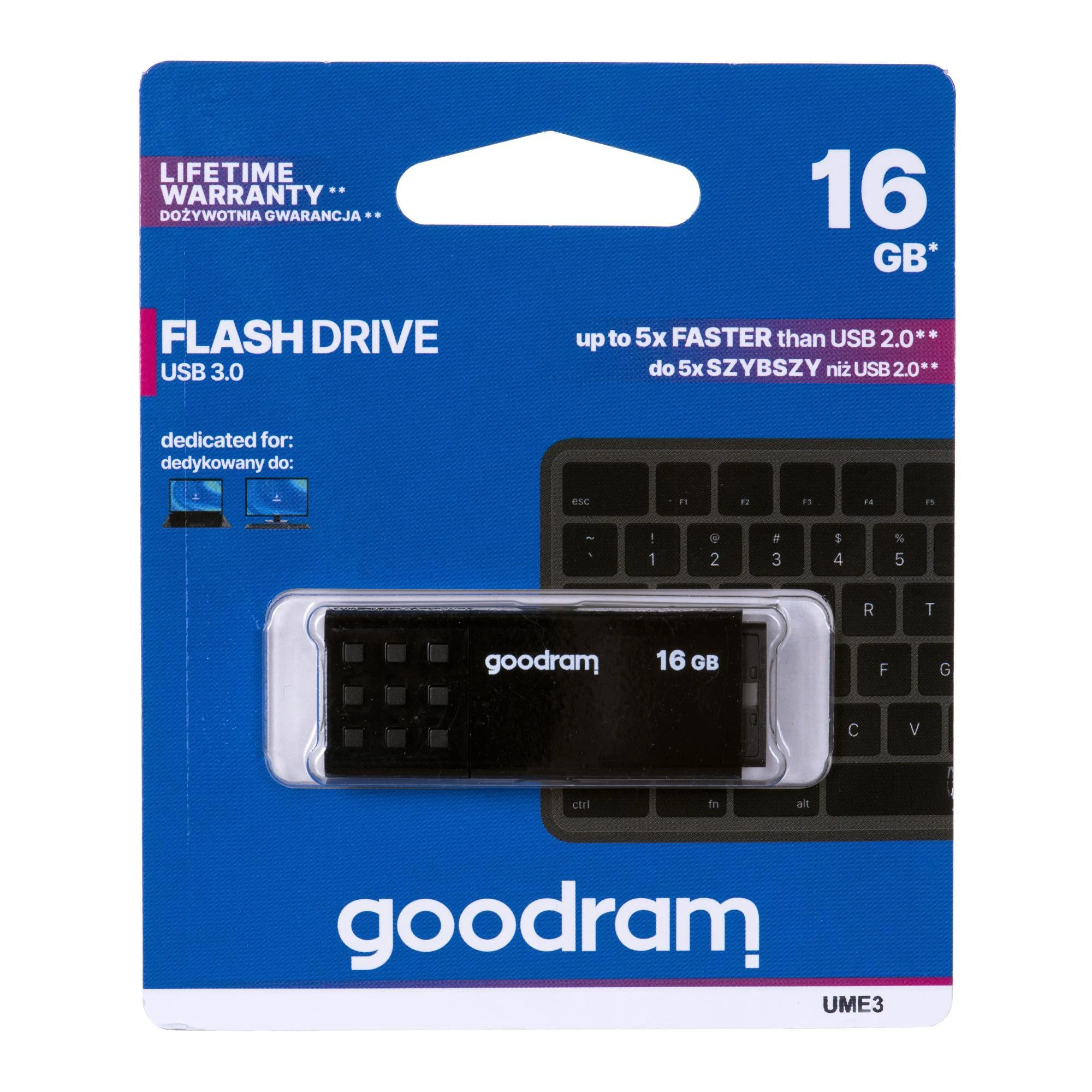 GOODRAM UME3-0160K0R11 GOODRAM atmintis USB UME3 16GB USB 3.0 Juodas