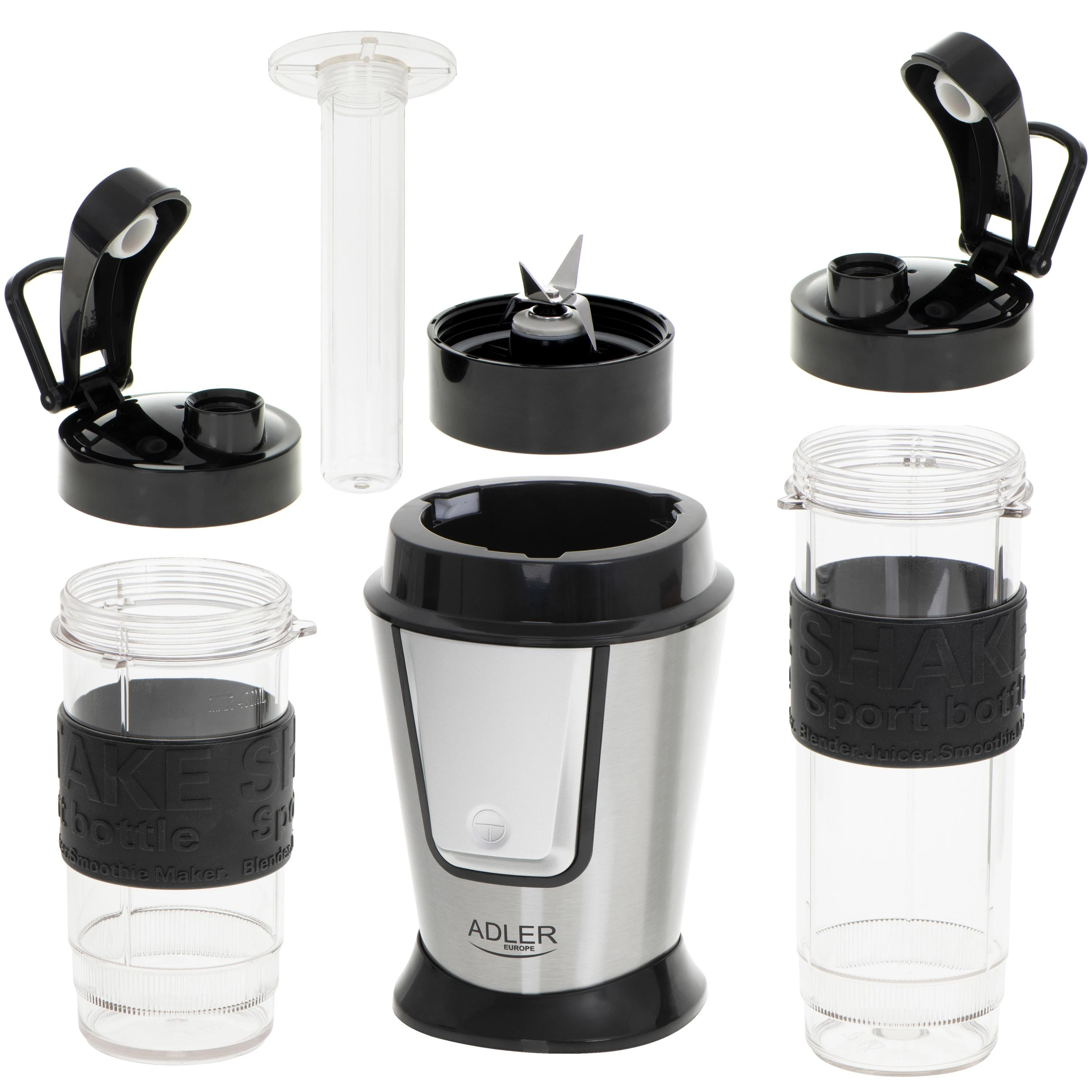 Adler | Maišytuvas | AD 4081 | Tabletop | 800 W | Jar material BPA Free Plastic | Jar capacity 0.4 + 0.57 L | Ice crushing | Juodas/Nerūdijantis plienas