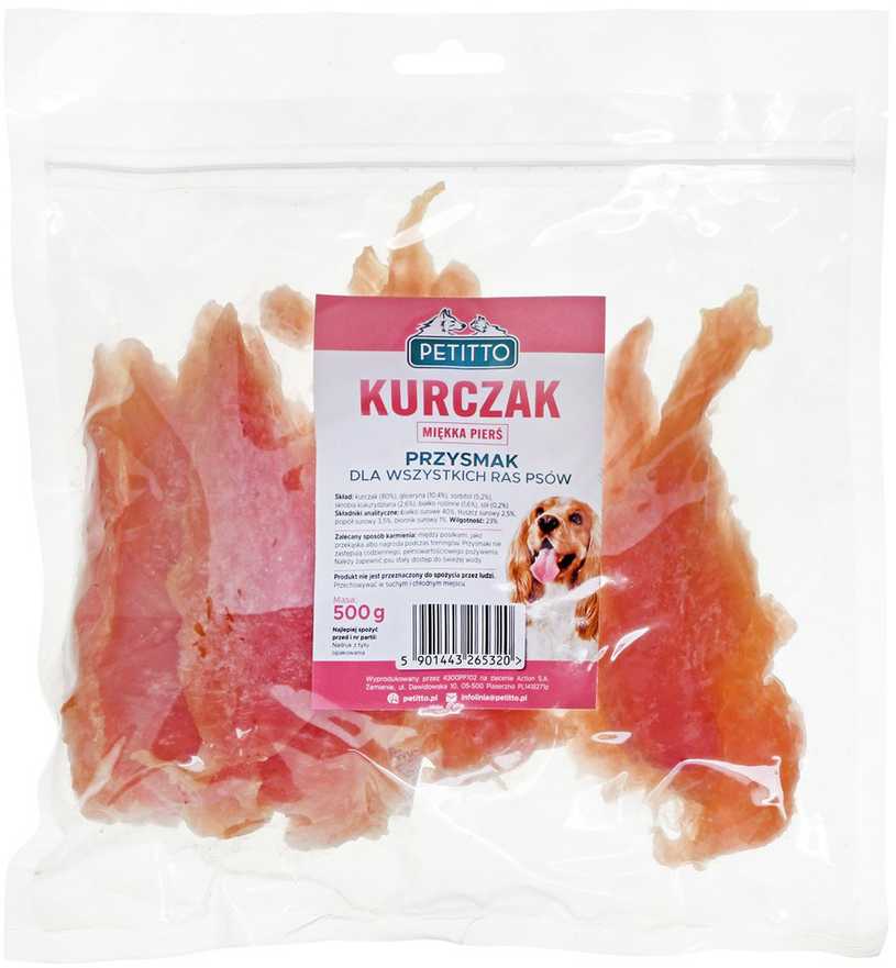 PETITTO Minkštos vištienos krūtinėlės - skanėstas šuniui - 500g
