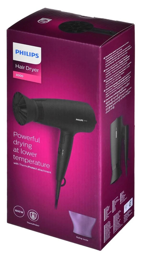 Plaukų džiovintuvas Philips 3000 serija BHD308/10, Juodos spalvos