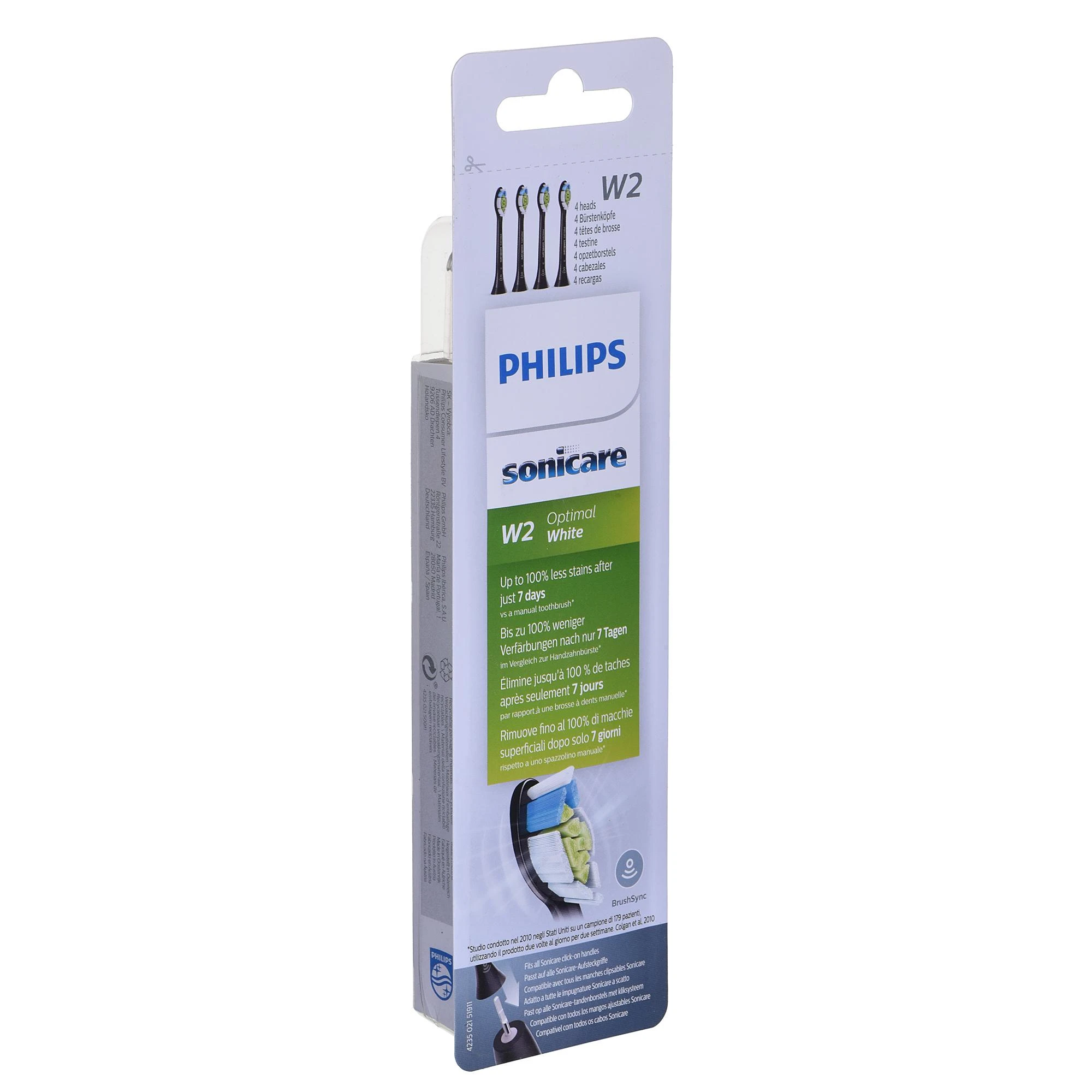 4 dalių šepetėlių galvučių pakuotė Philips Sonicare Optimal White HX6064/11, Juodos