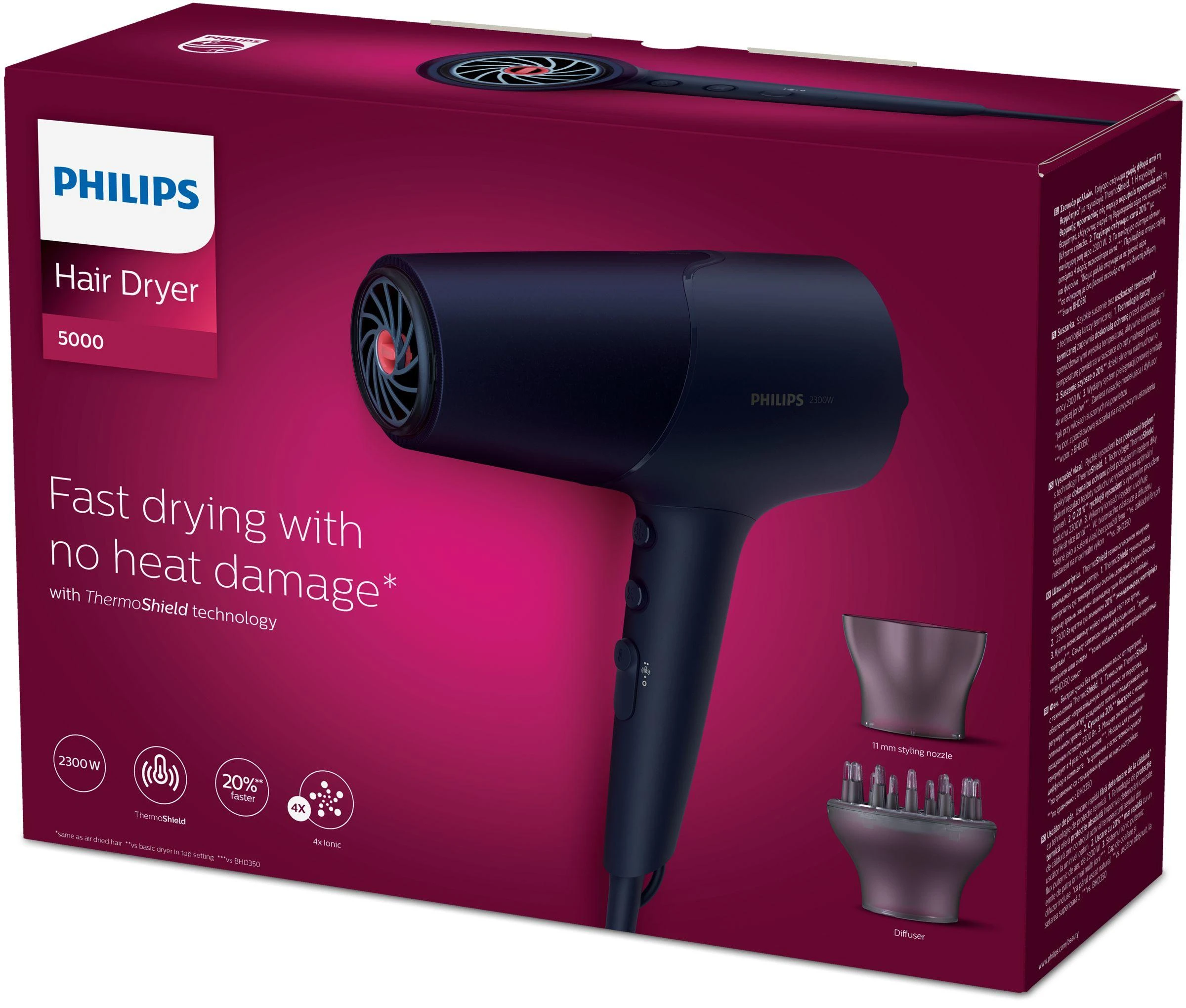 Plaukų džiovintuvas Philips 5000 serija ‎BHD510/00, Mėlynos spalvos