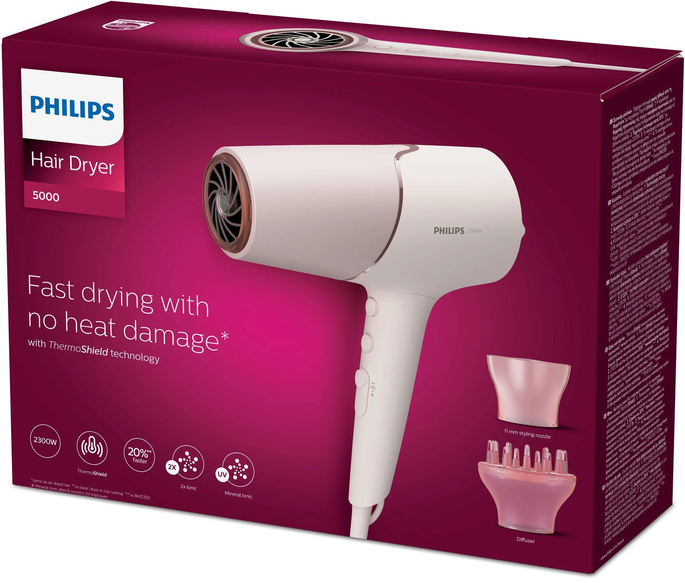 Plaukų džiovintuvas Philips BHD530/00, rožinis