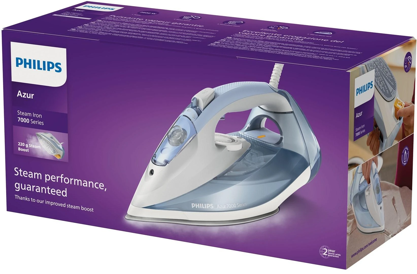 Philips 7000 serija HV garų lygintuvas, DST7011/20, šviesiai mėlynas / pilkas