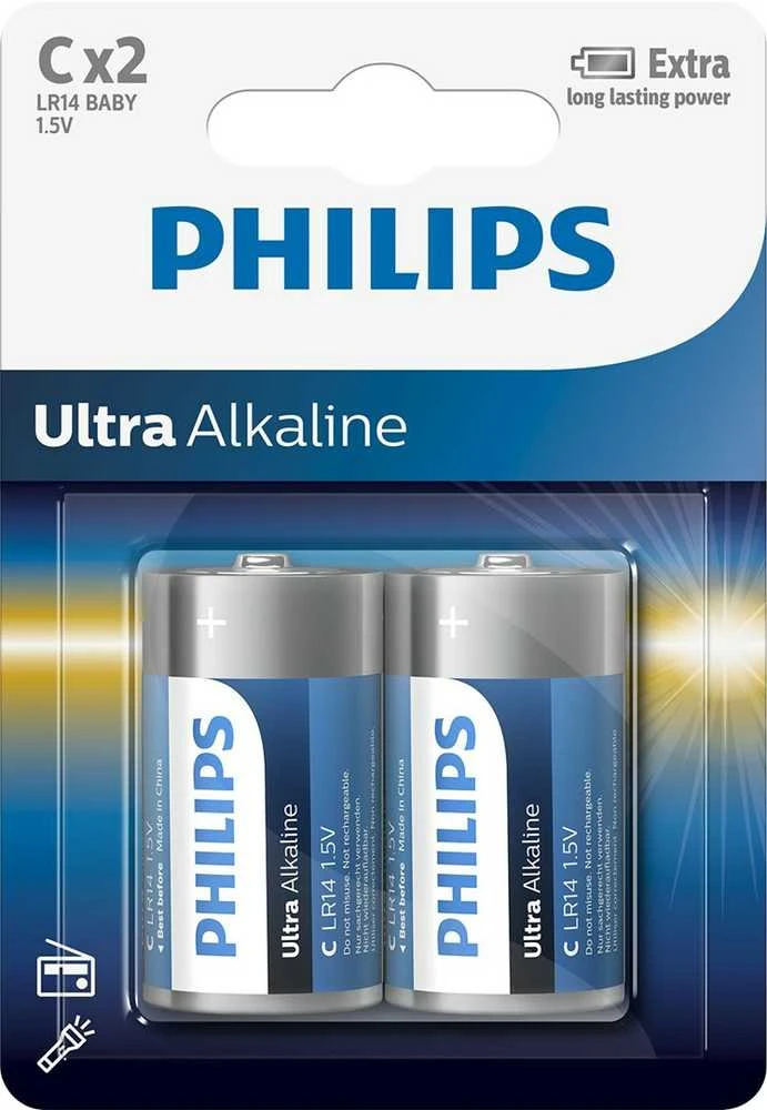 Philips C baterijos, 2 vnt. pakuotė