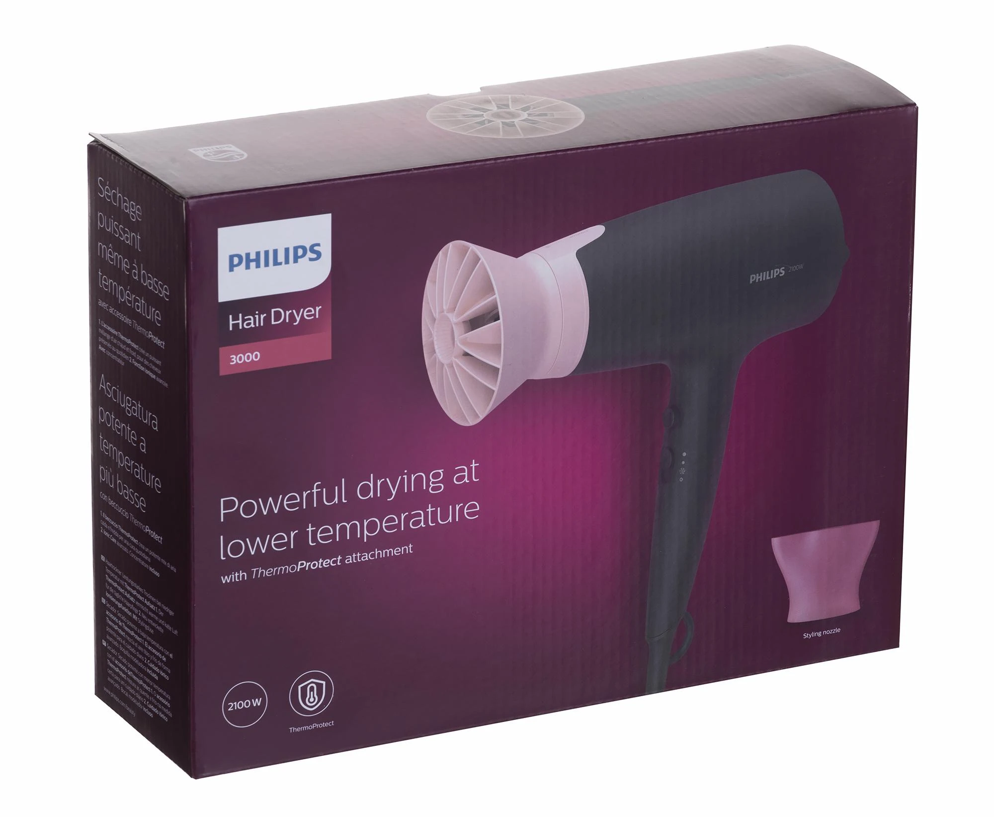 Plaukų džiovintuvas Philips 3000 serija BHD350/10, Juodos/Rausvos spalvos