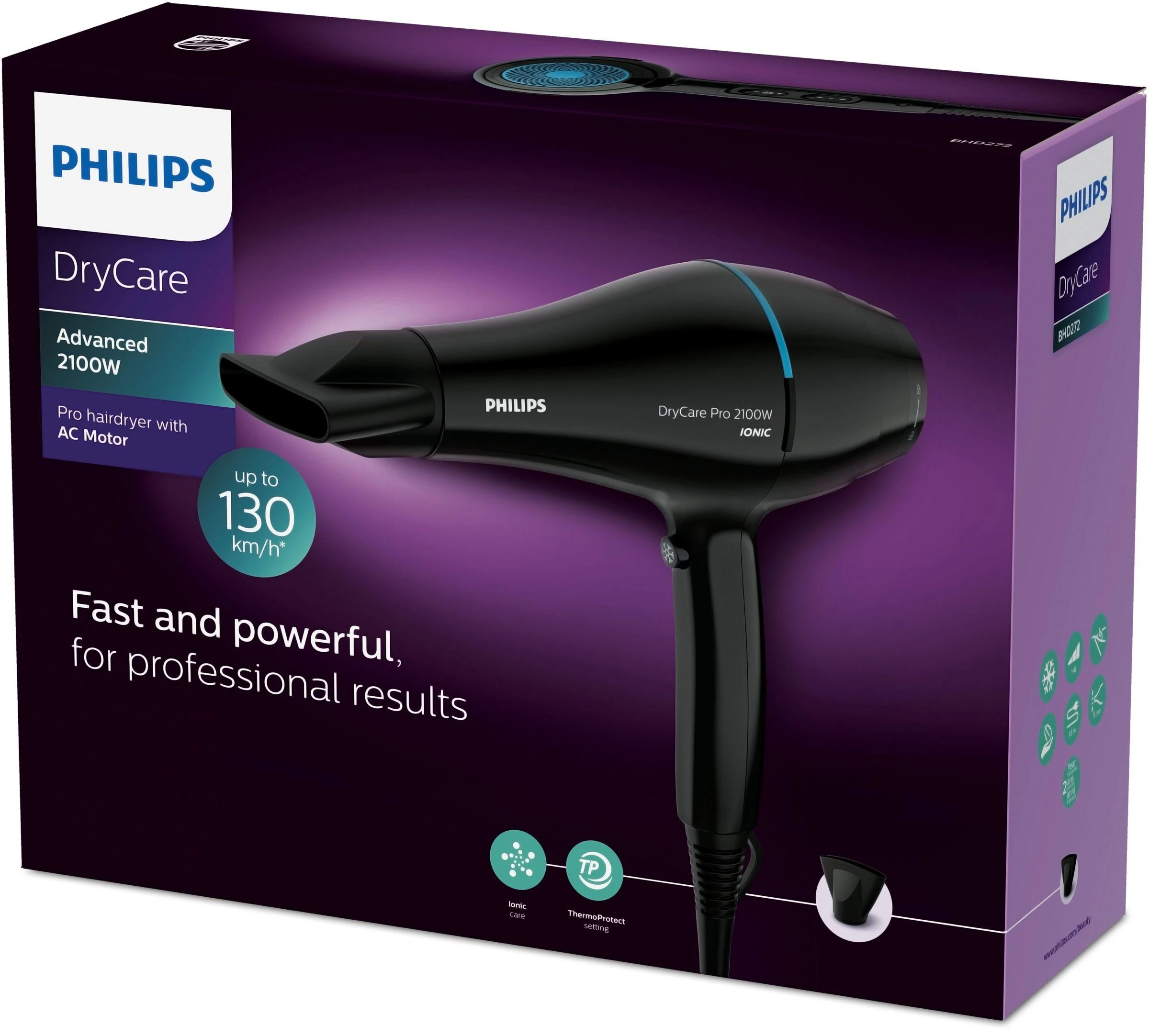 Plaukų džiovintuvas Philips DryCare „Pro“ BHD272/00, Juodos spalvos