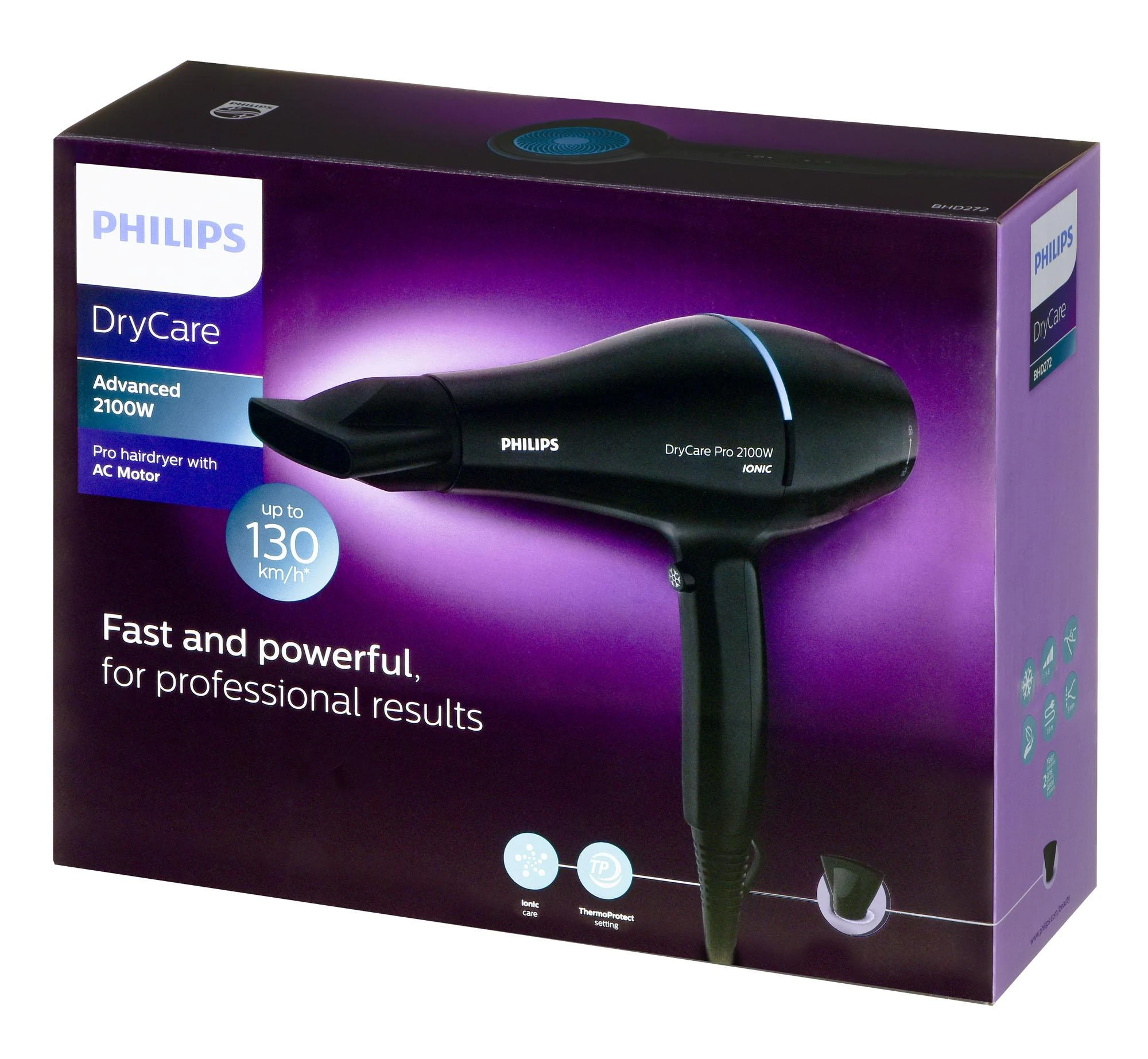 Plaukų džiovintuvas Philips DryCare „Pro“ BHD272/00, Juodos spalvos